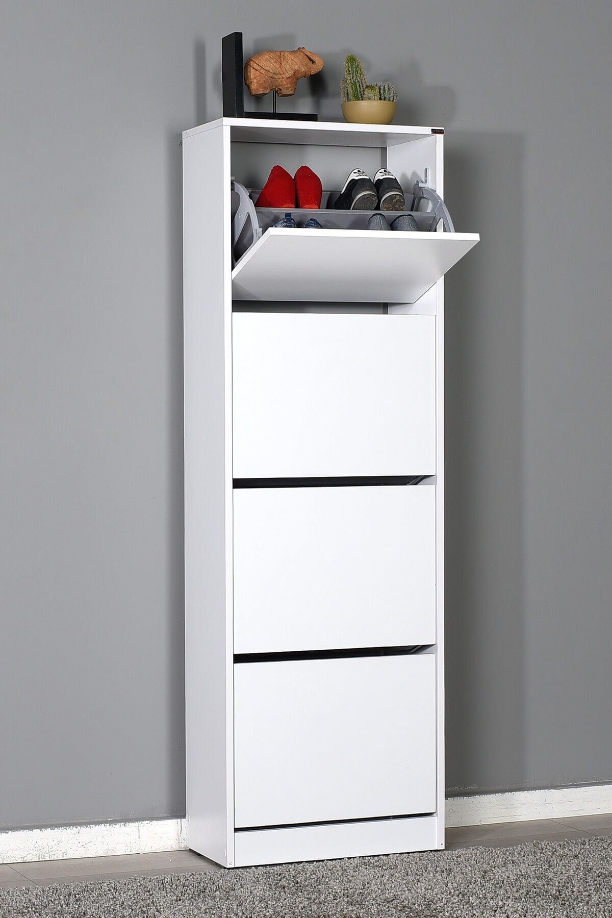 Adore Mobilya Adore Flat Duo Dört Katlı Ayakkabılık Dolabı - Beyaz