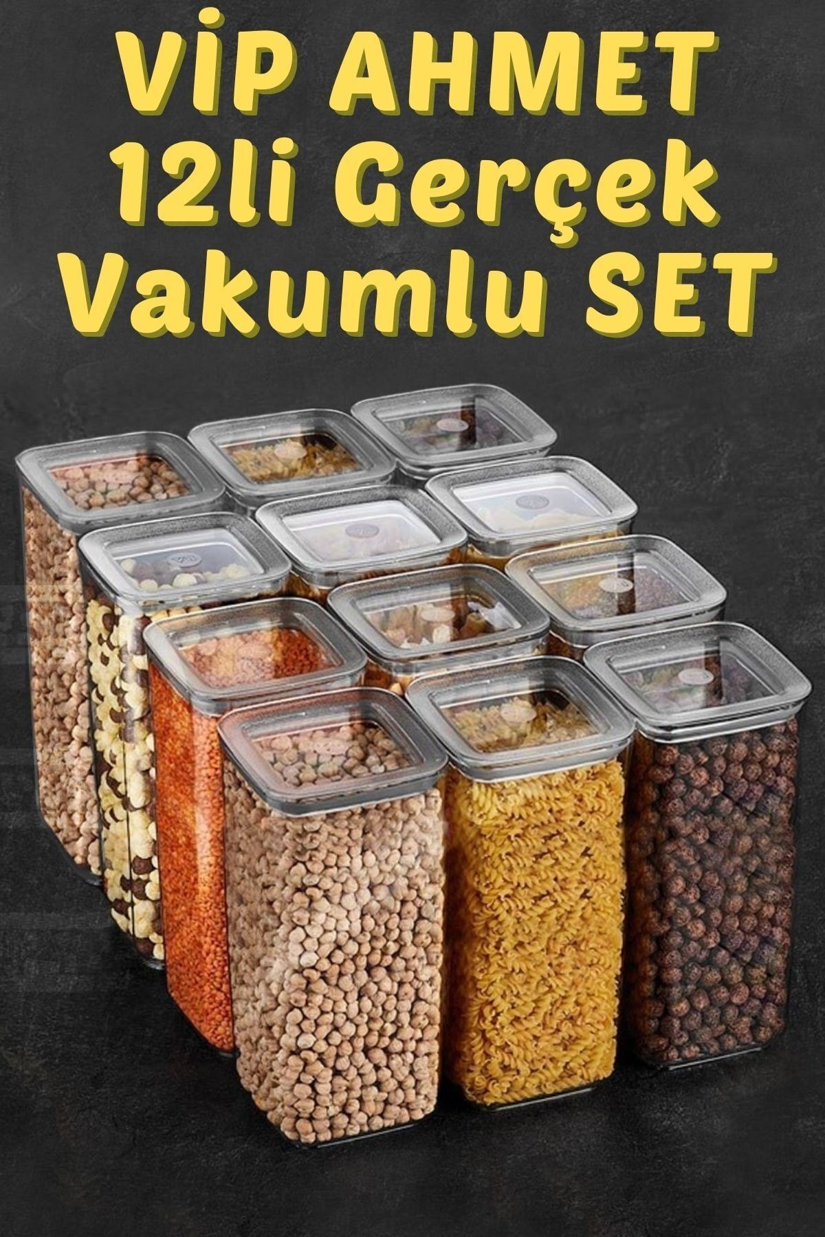 VİP AHMET Sude Kare Saklama Kabı 1700 Ml X 12 Erzak Kabı 12 Adet Set