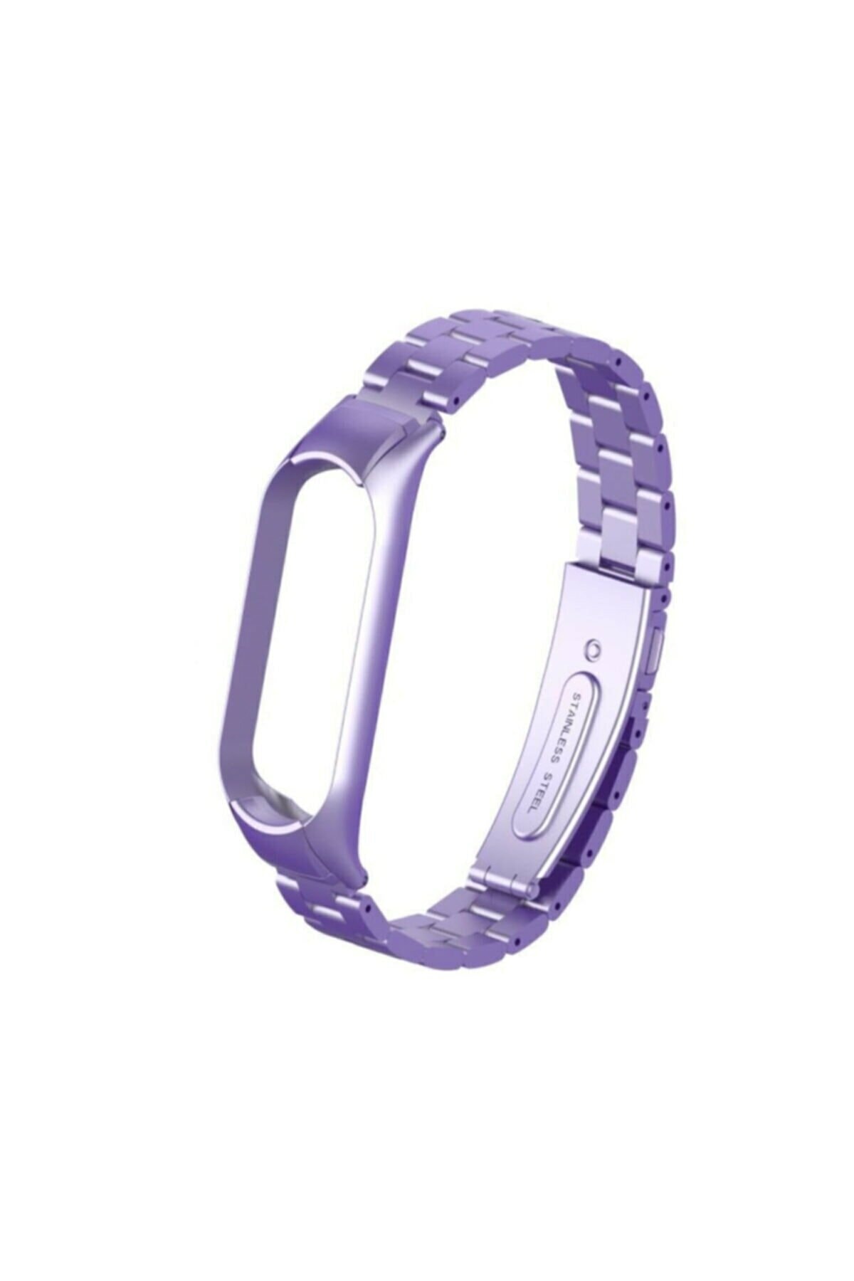 OkkoRed Xiaomi Mi Band 5 Ve 6 Uyumlu Lila Loop Çelik Kordon