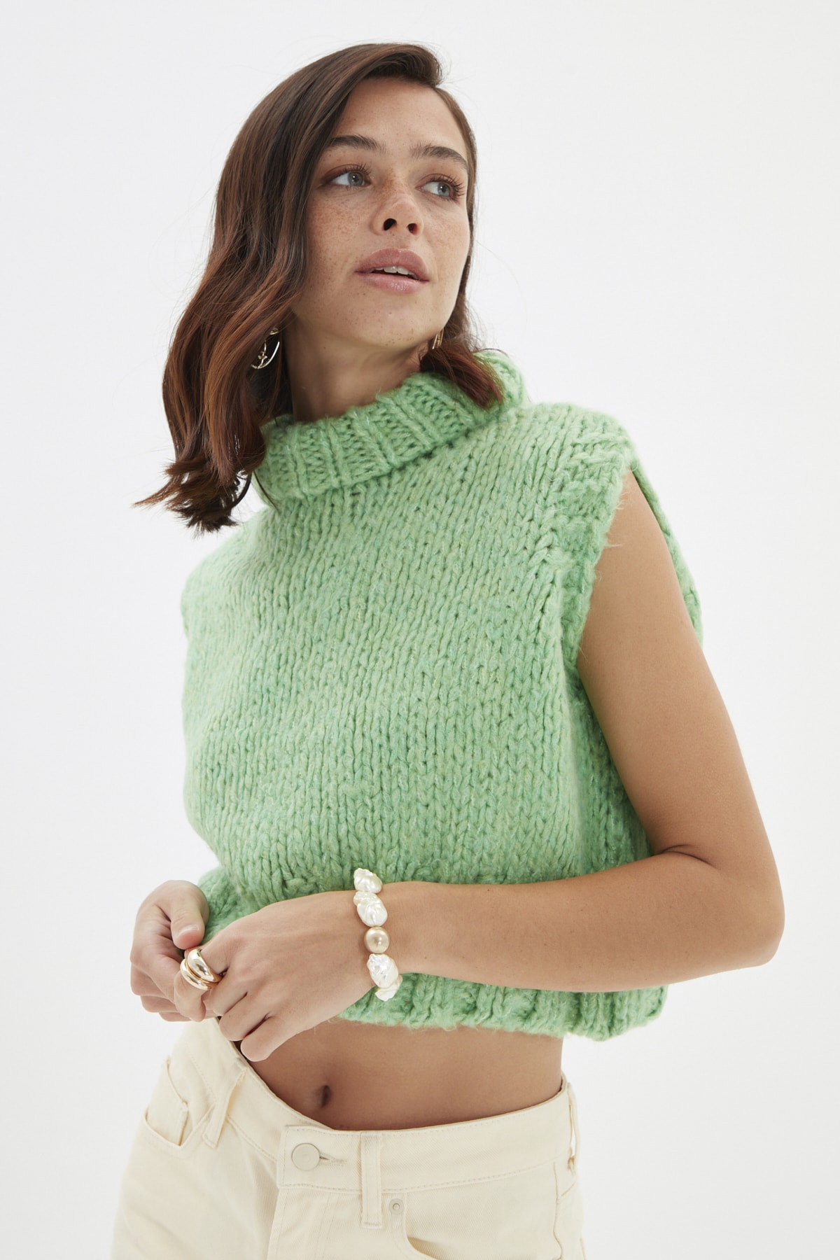 TRENDYOLMİLLA Mint Bisiklet Yaka Triko Süveter Süveter TWOAW22BZ0058