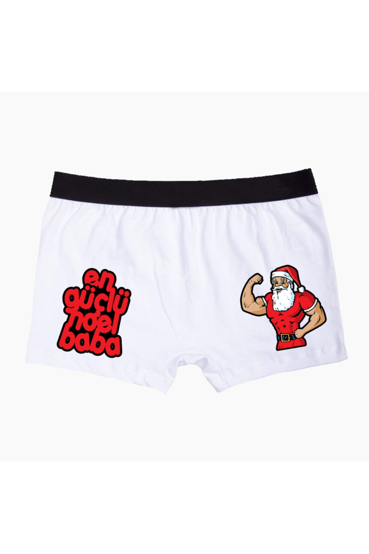 modacix En Güçlü Noel Baba Erkek Beyaz Yılbaşı Boxer