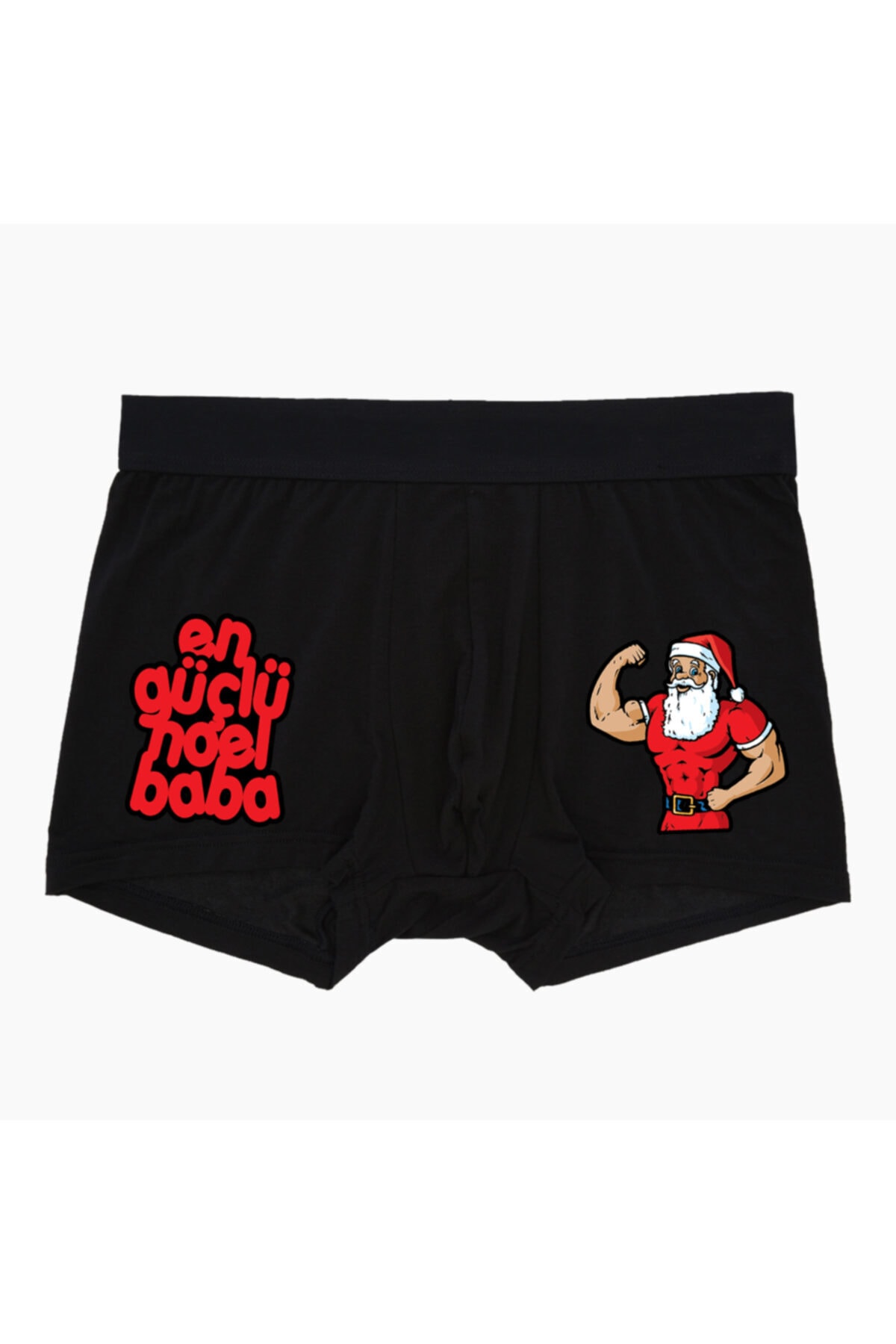modacix En Güçlü Noel Baba Erkek Siyah Yılbaşı Boxer