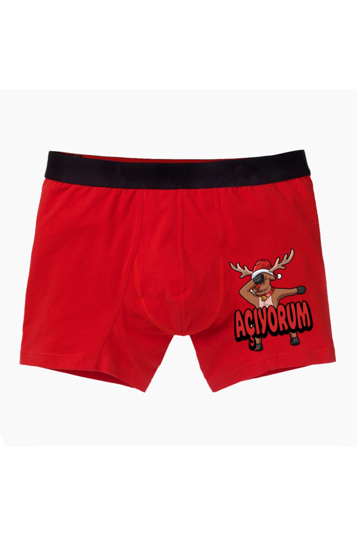modacix Açıyorum Erkek Kırmızı Yılbaşı Boxer