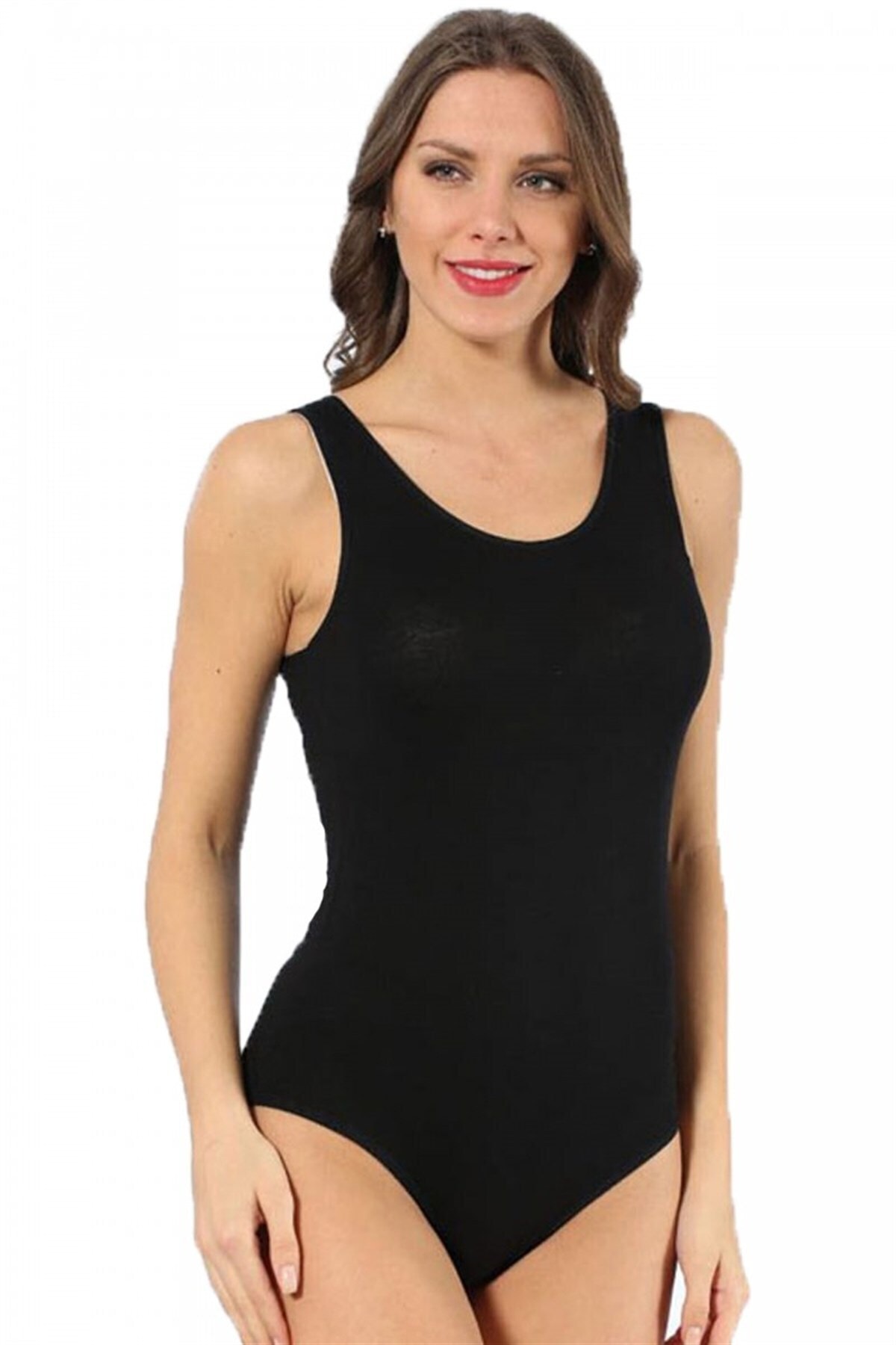 Moda Çizgi Kadın Kalın Askılı Body 238