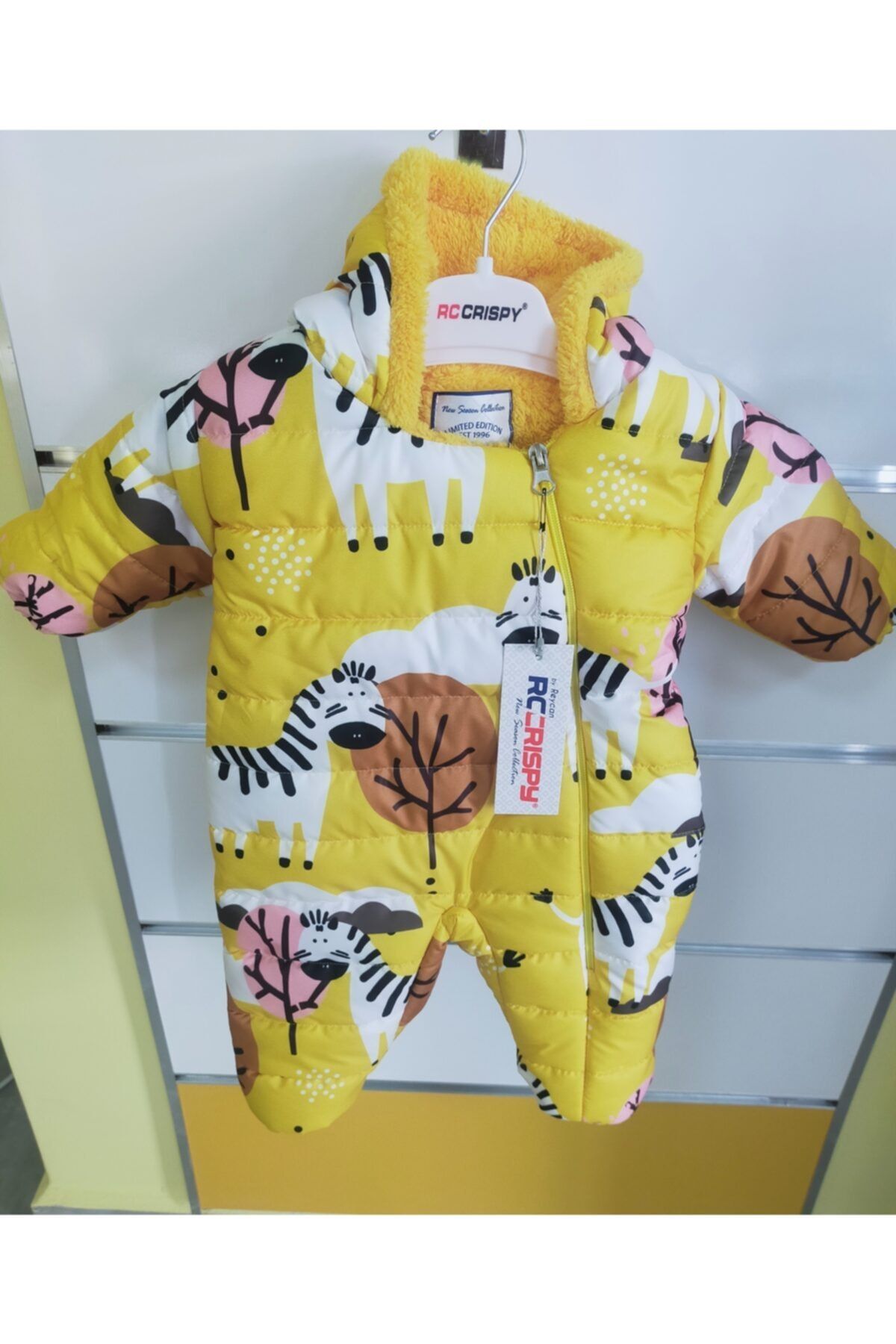 RC CRISPY Sarı Zebra Desen Bebek Kozmonot Astronot Tulum