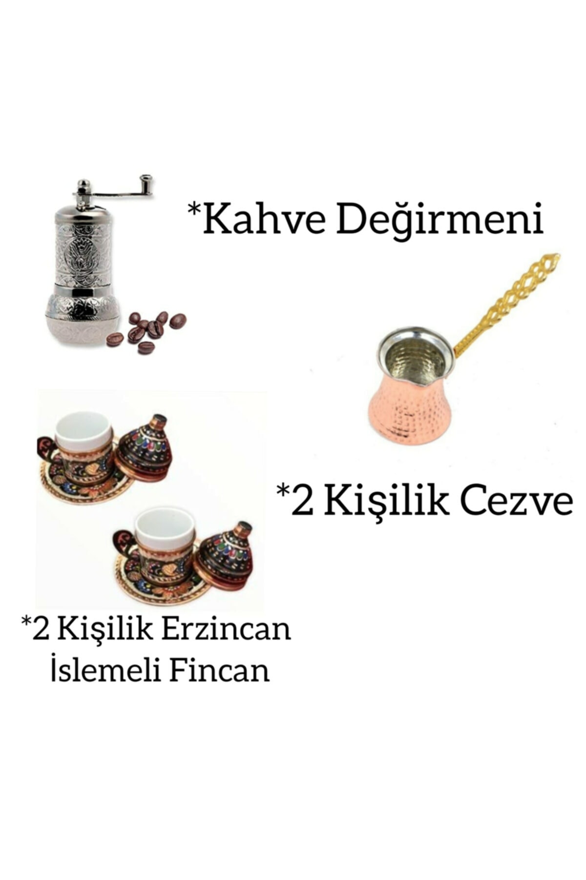 ymn bakırcılık Kahve Değirmeni & Bakir Cezve & Bakir Erzincan Işlemeli Fincan