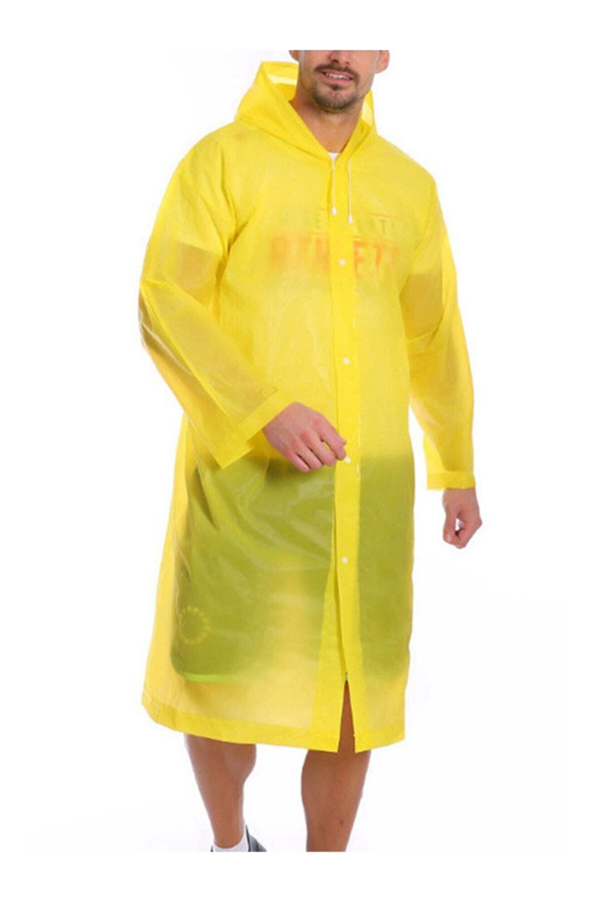 REBBEX Unisex Yağmurluk Kapüşonlu Çıtçıtlı Eva Yağmurluk Sarı