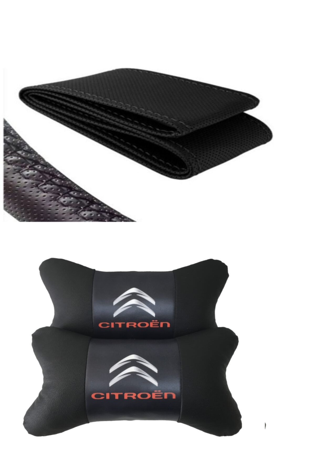 AYAZGURUP Citroën C6 Dikmeli Direksiyon Kılıfı Ve 5d Ortopedik Boyun Yastığı (2 Li Set)