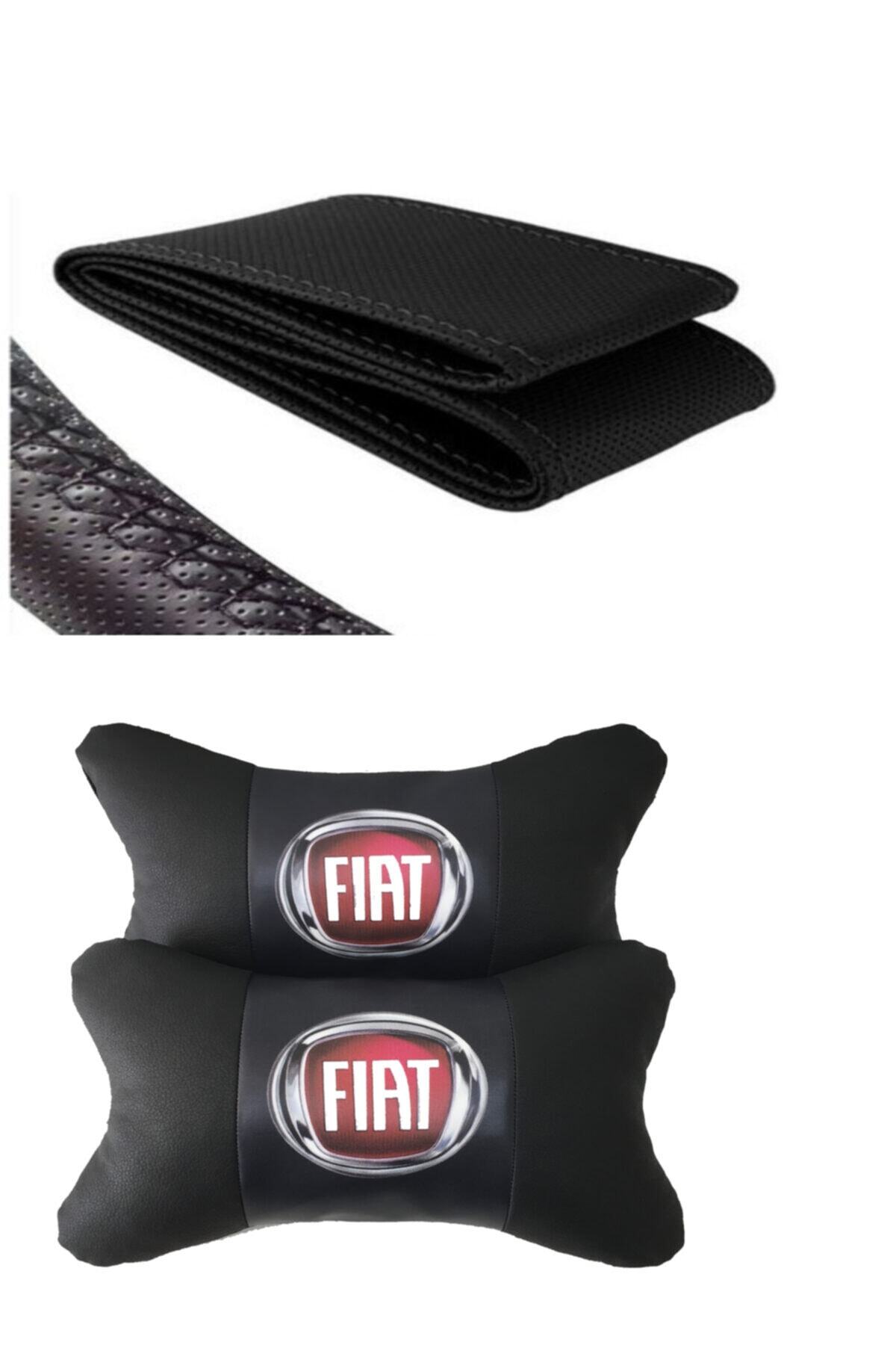 AYAZGURUP Fiat 500 Ailesi Dikmeli Direksiyon Kılıfı Ve 5d Ortopedik Boyun Yastığı (2 Li Set)
