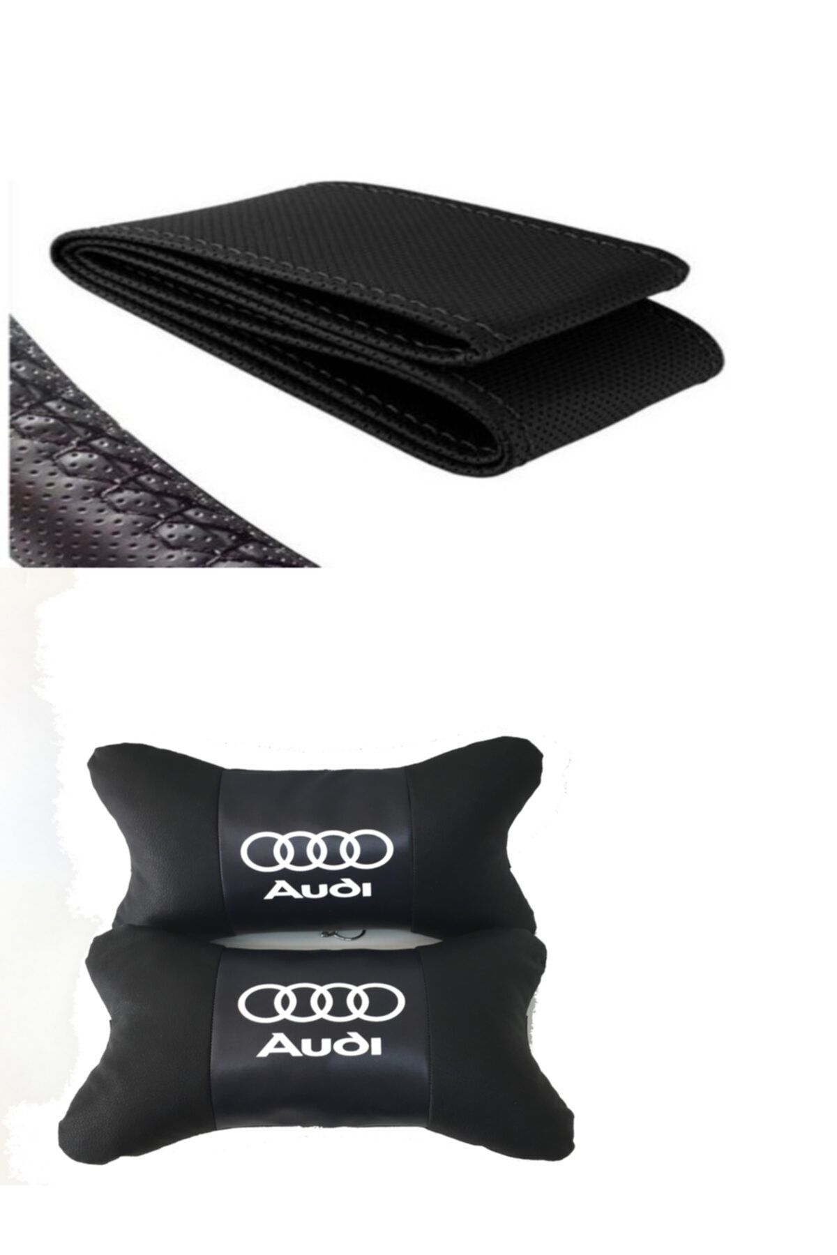 AYAZGURUP Audi Q2 Dikmeli Direksiyon Kılıfı Ve 5d Ortopedik Boyun Yastığı (2 Li Set)