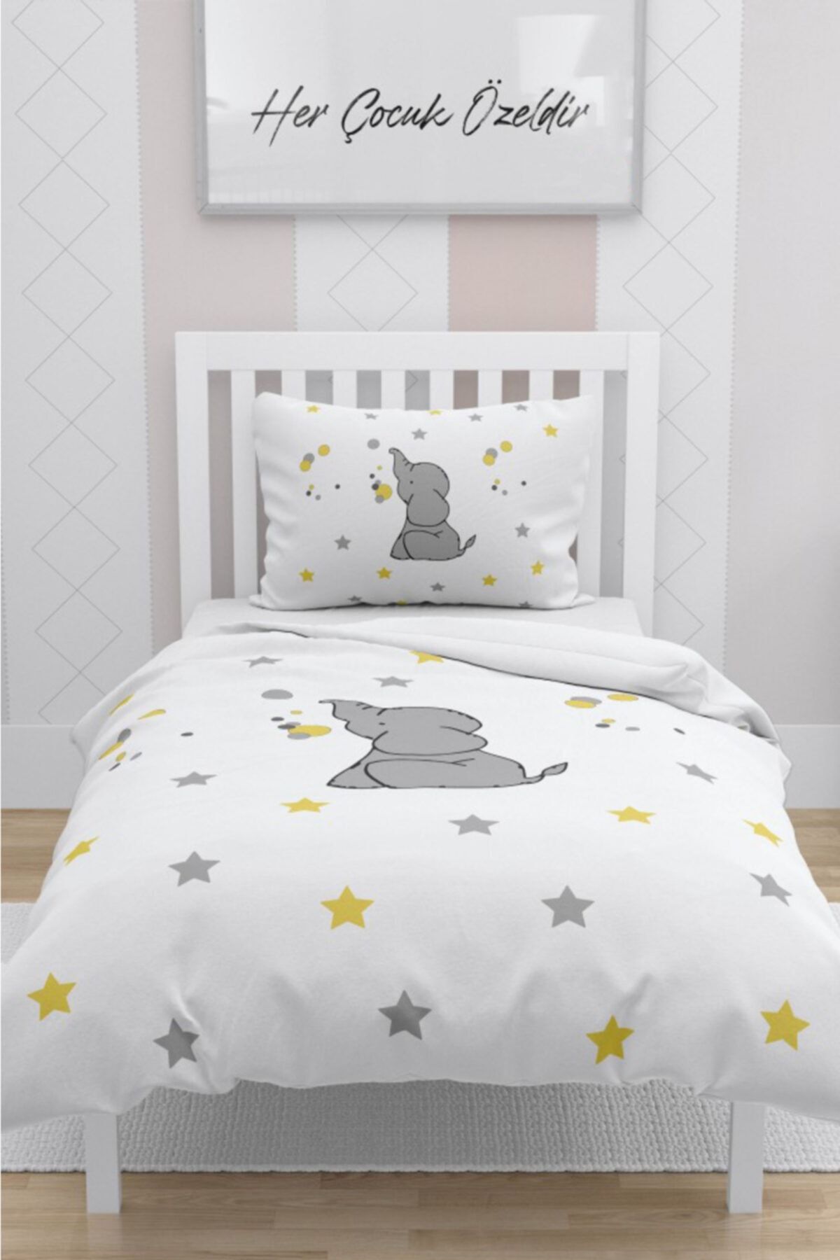 Çekirdek Home Fil Ve Baloncuklar Çocuk Nevresim Takımı %100 Pamuk Saten