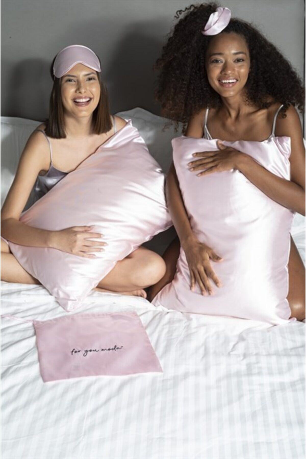 FOR YOU MODA 5 Li Uyku Gözlüklü Pembe Yastık Kılıfı Seti
