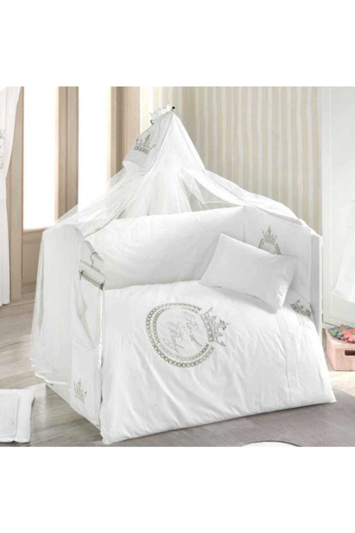 Kidboo Royal White Bebek Çocuk Odası Besik Cibinlik