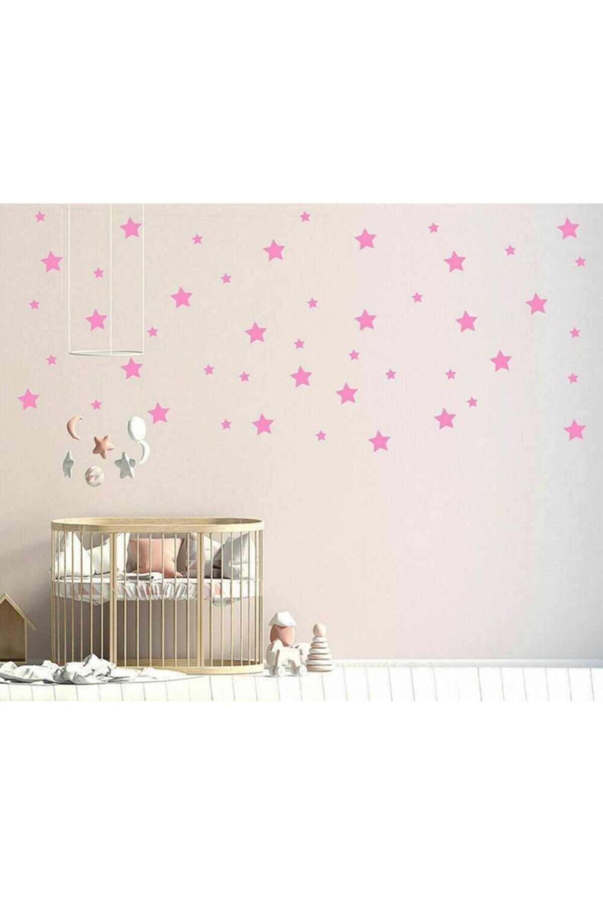 hediyepostası Yıldız Duvar Sticker Bebek Ve Çocuk Odası Dekoratif Duvar Çıkartma 3-4-5 Cm 120 Adet Pembe
