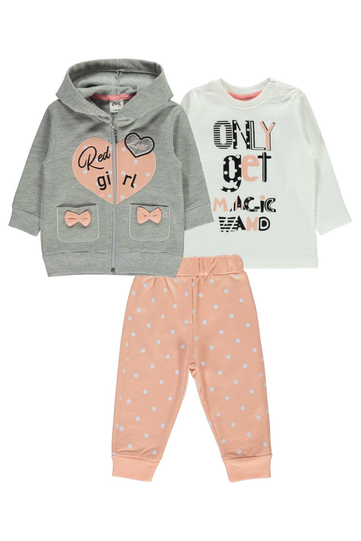 Civil Baby Kız Bebek 3'lü Takım 6-18 Ay Somon