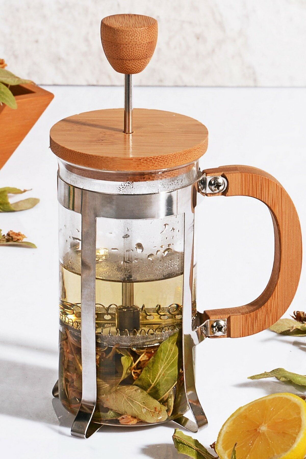 For Home Collection Bambulu Lüx Pratik Bitki Çayı French Press, Kahve Hazırlama - 350 Ml
