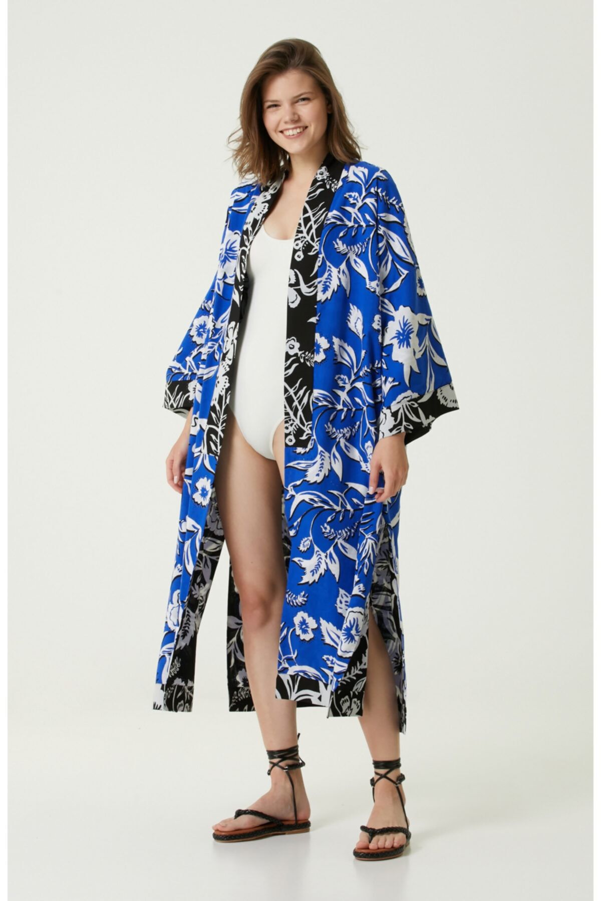 Network Basic Fit Saks Desenli Midi Kaftan