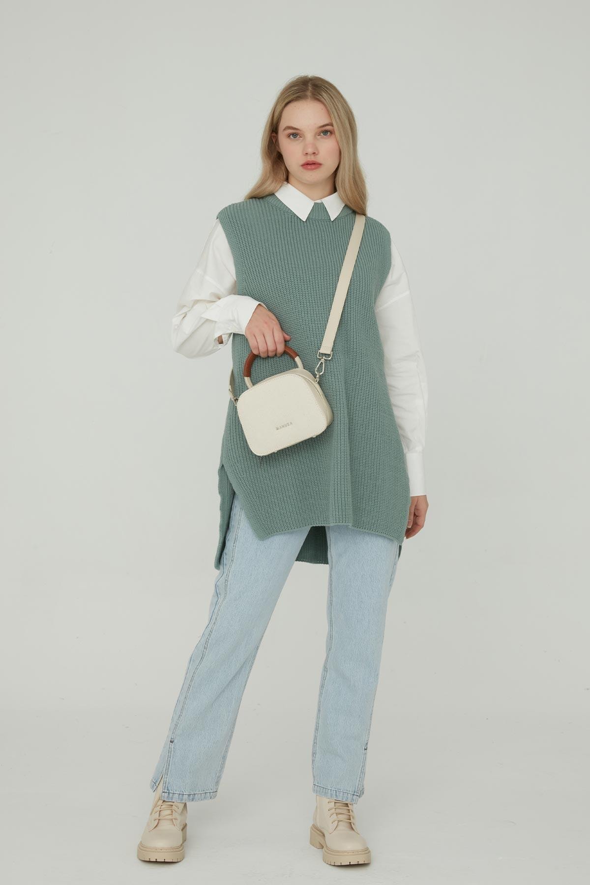 Manuka Düz Örgü Süveter Mint