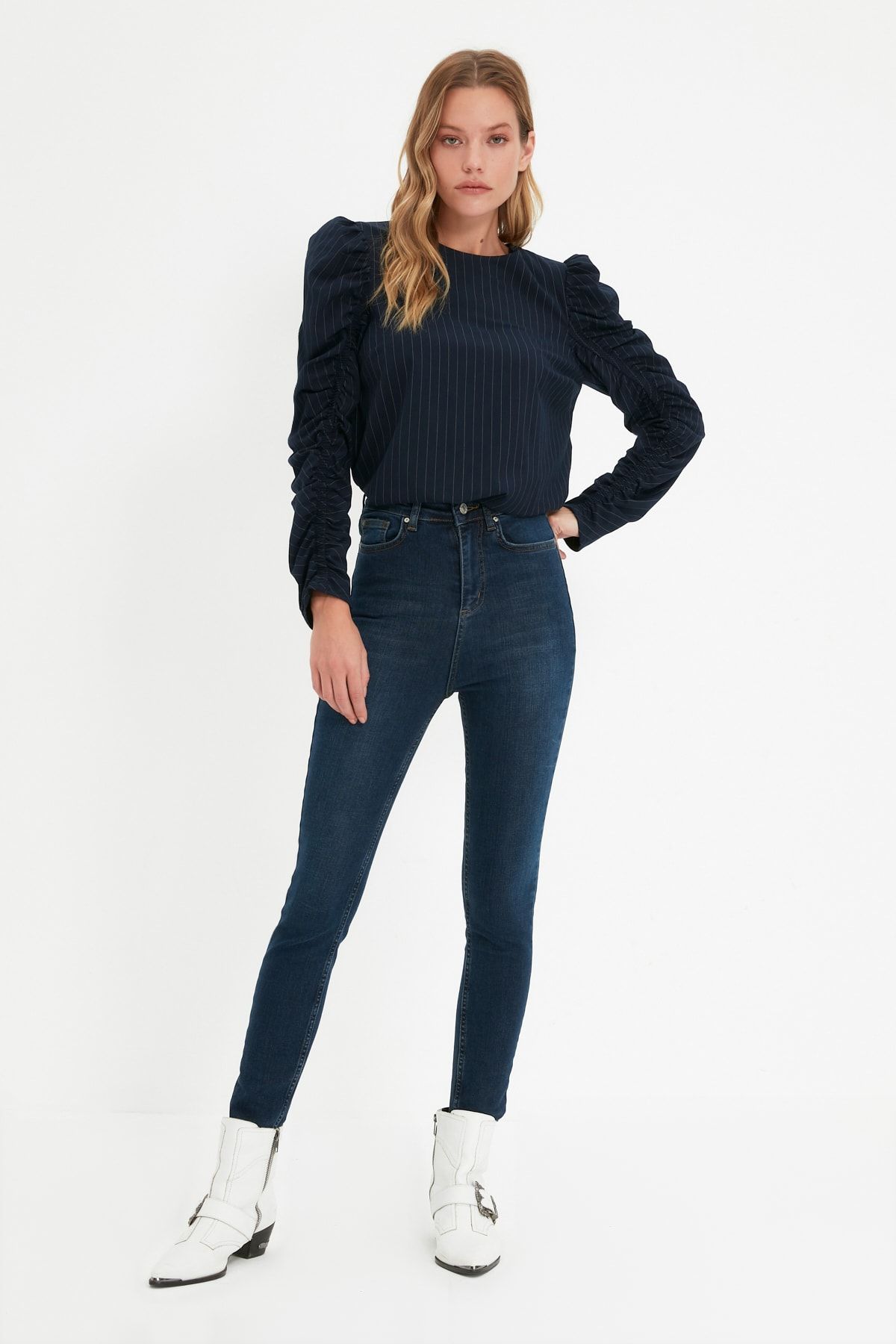 TRENDYOLMİLLA Mavi Yüksek Bel Skinny Jeans TWOAW22JE1322