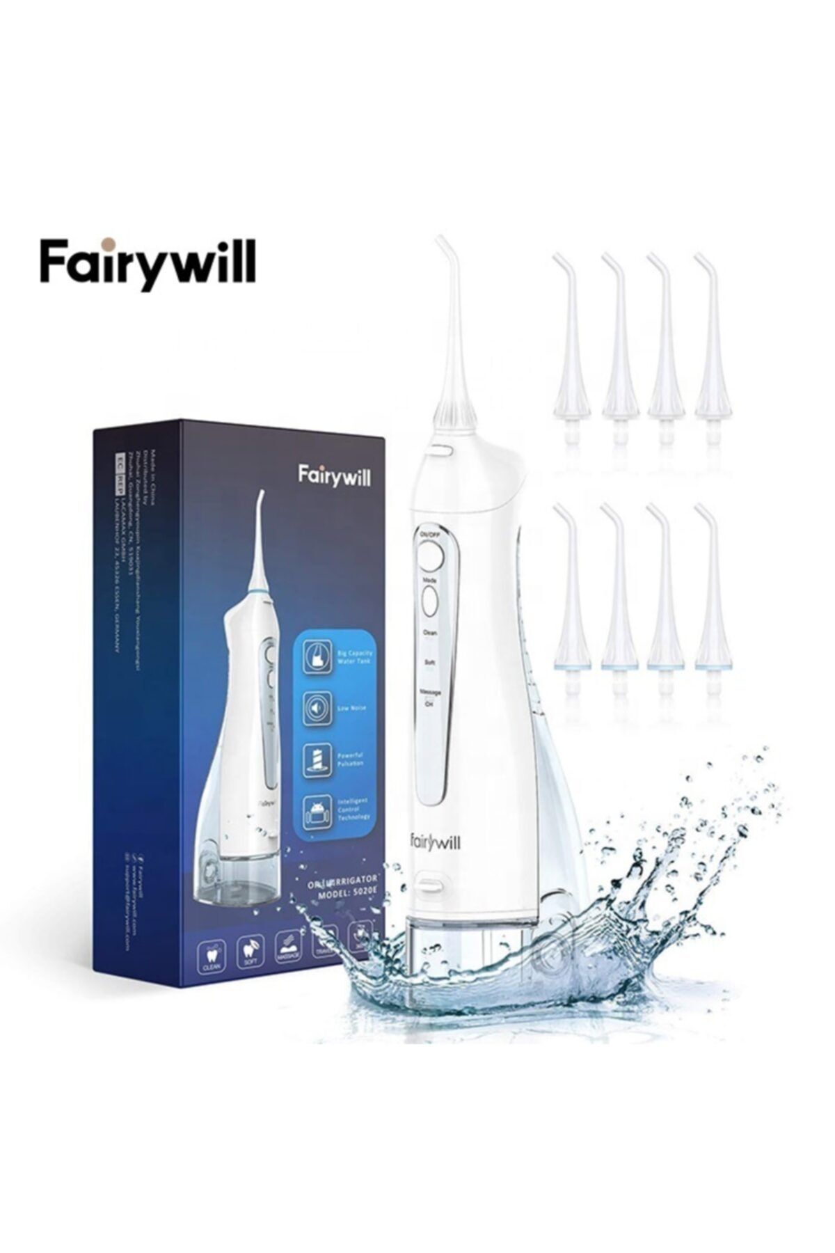 Fairywill Dişleri Derinlemesine Temizleyin, Sarjli, 8 Baslik Ile Birlikte, Usb Ile Sarj (beyaz)