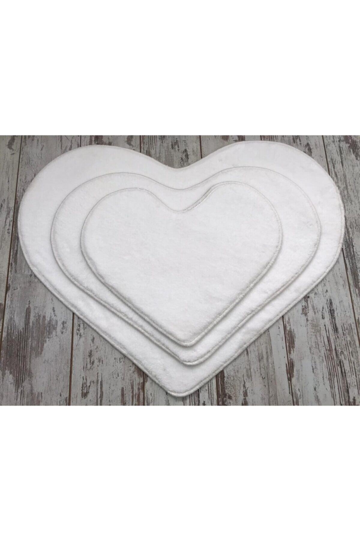Bonny Home Kalp Krem 3'lü Banyo Halısı Paspası Seti Kaymaz Pufidik Klozet Takımı