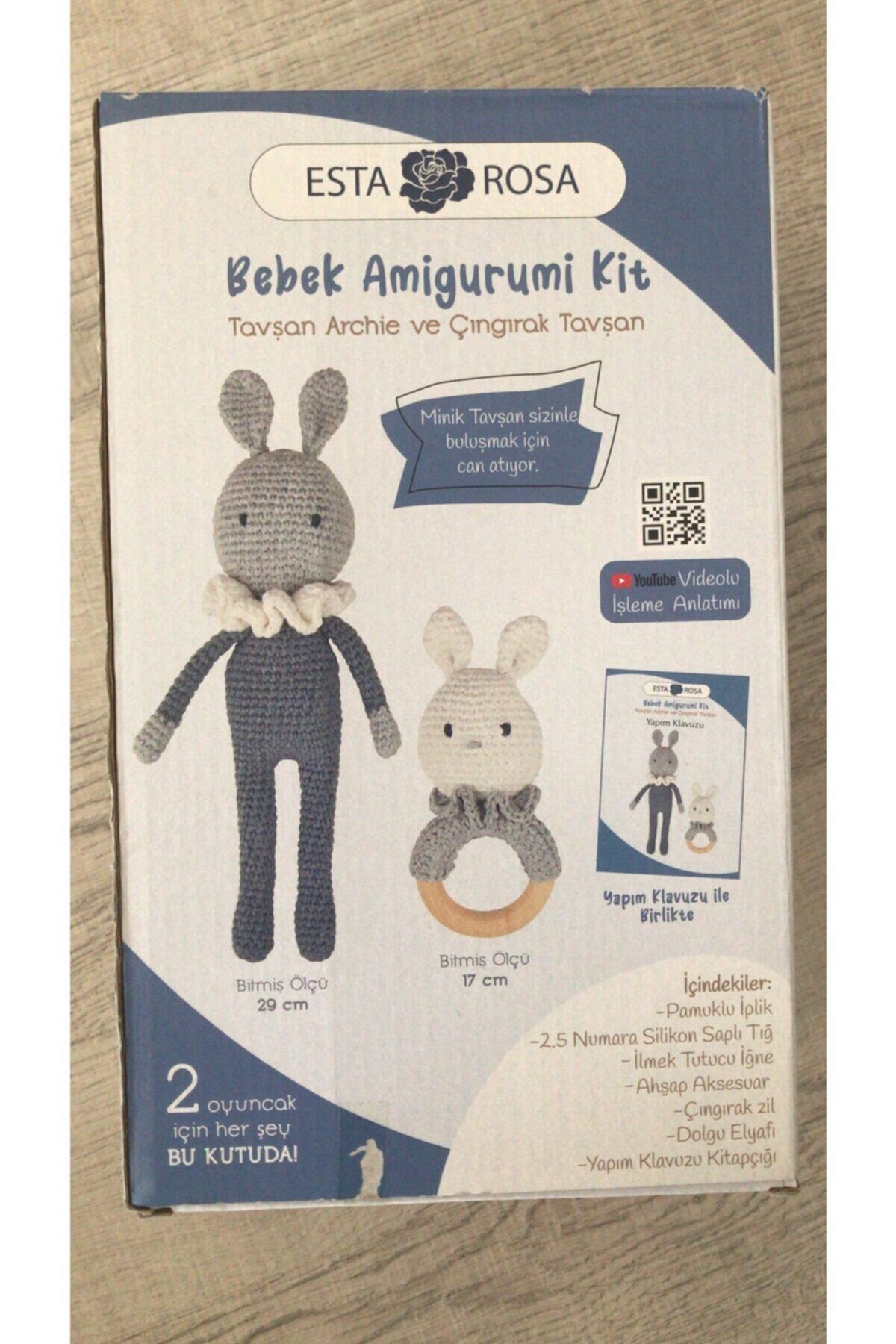 Çabuk At Sepete Tavşan Archie Ve Çıngırak Tavşan Bebek Amigurimi Kiti