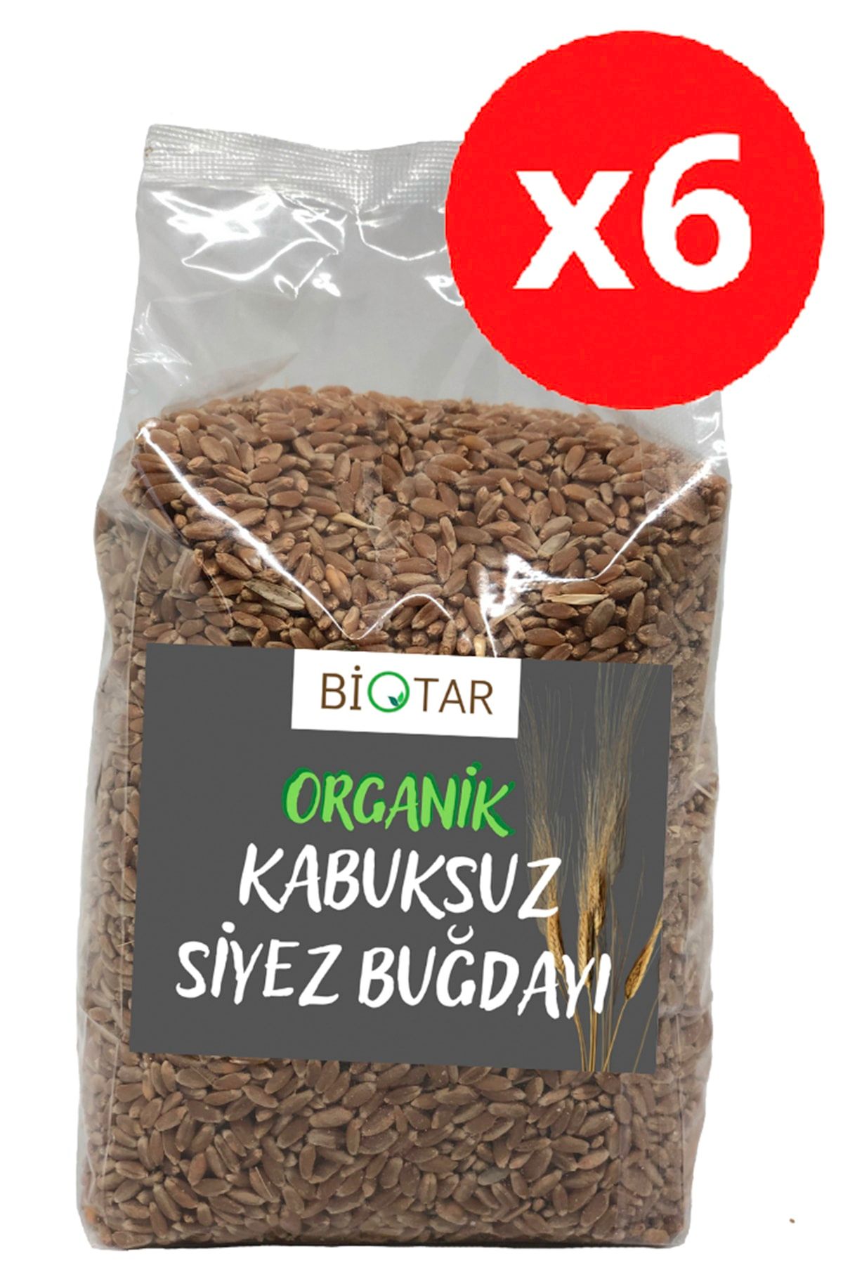 BİOTAR Organik Tarım Ürünleri Organik Soyulmuş Siyez Buğdayı 1000 Gr X 6 Adet