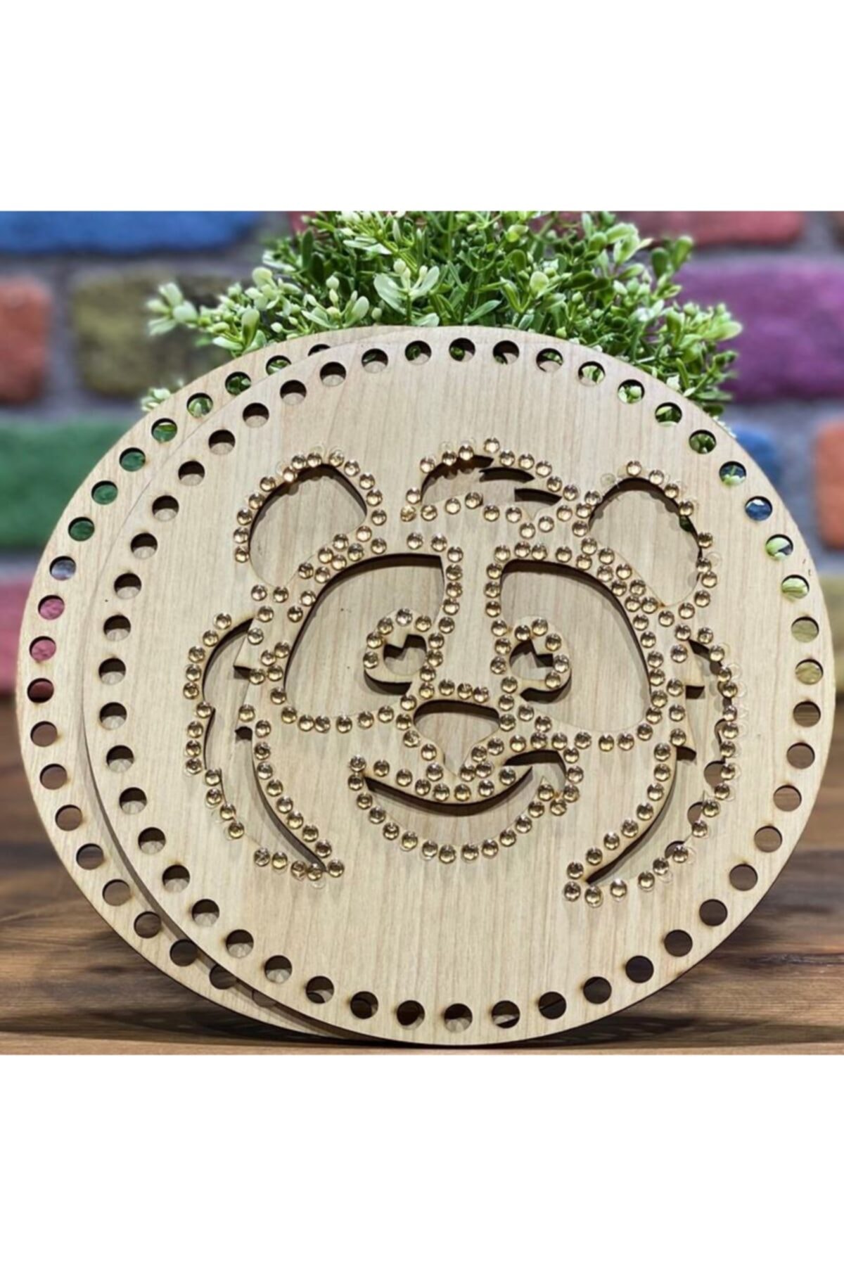 Diva İplik Diva Line Çanta Kenarı Ahşap Taşlı 2'li (çap: 20 Cm) Tck-008