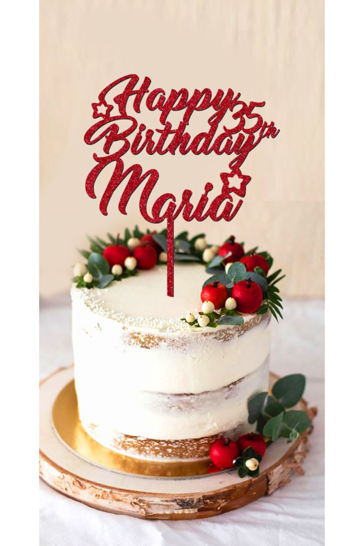 Mini Parti Happy Birthday Kırmızı Pasta Süsü