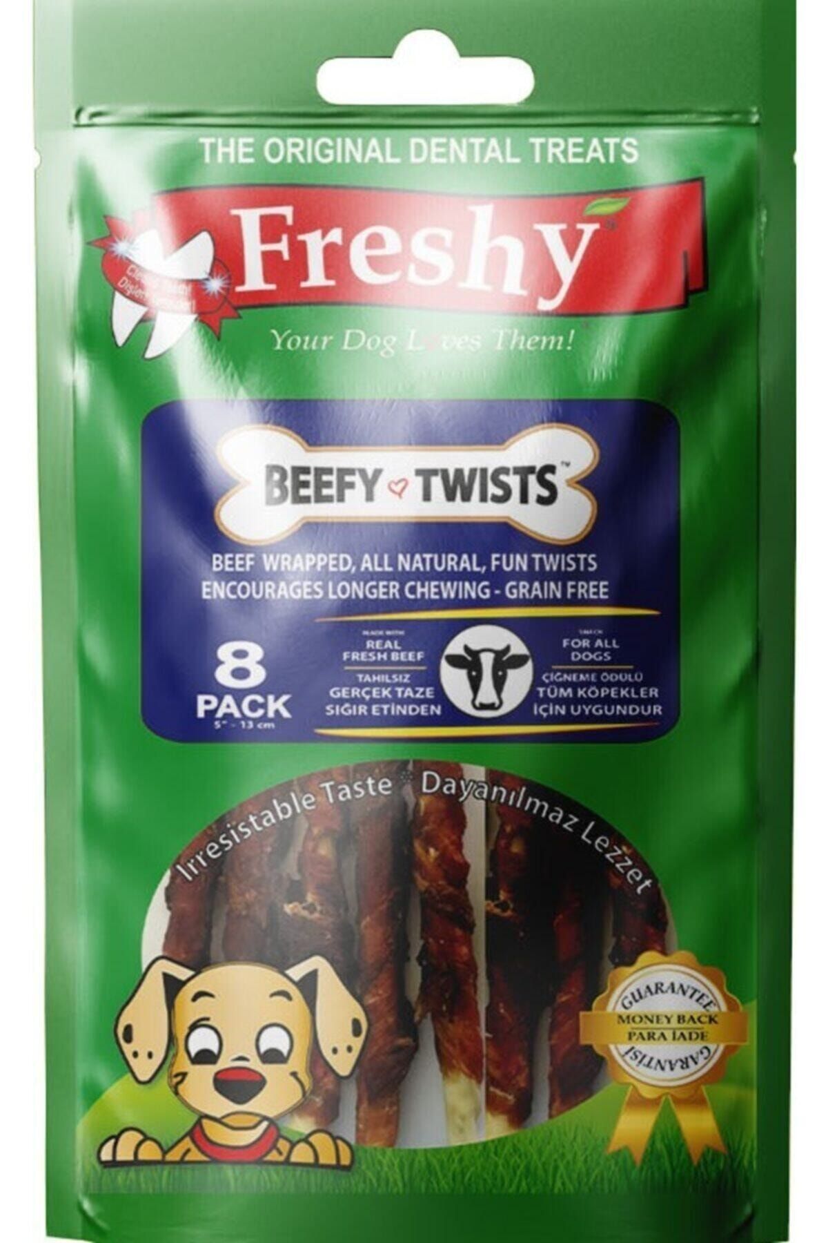 Freshy Beefy Twists Sığır Etli Burgu Çubuk Köpek Ödülü 75 gr 8 Adet