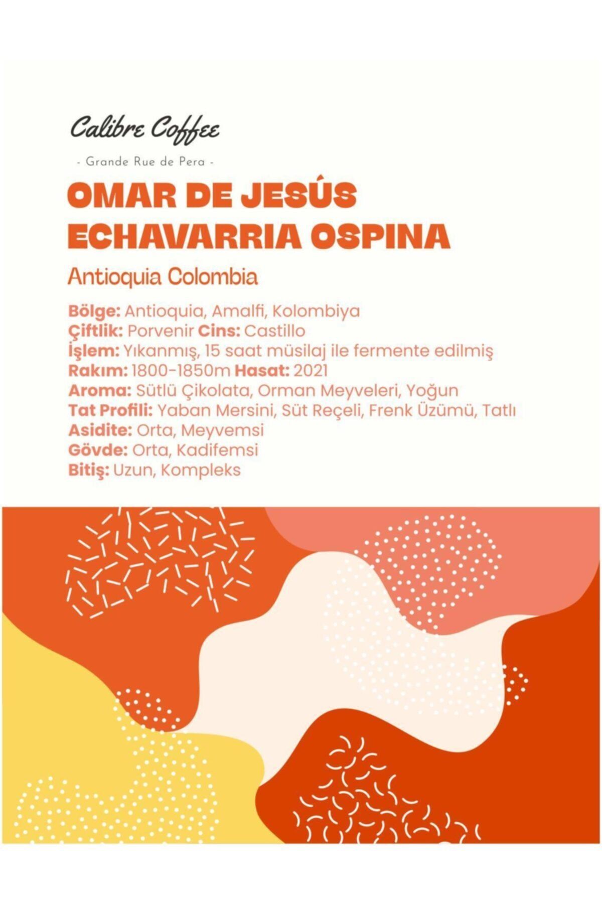 Calibre Coffee Omar De Jesús Echavarría Ospina 1kg
