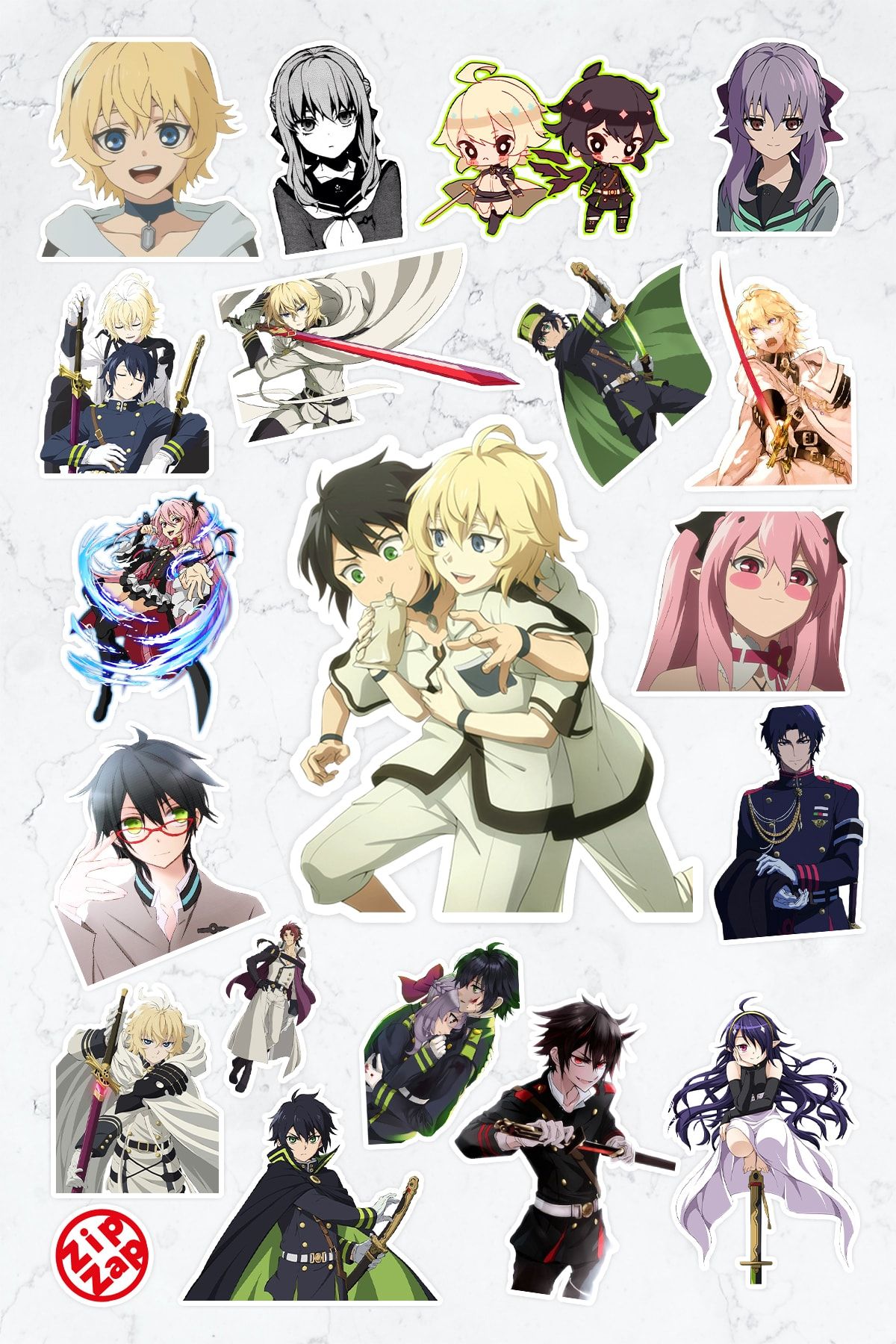 ZipZap Owari No Seraph Anime Sticker Paketi 20 Adet Sticker
