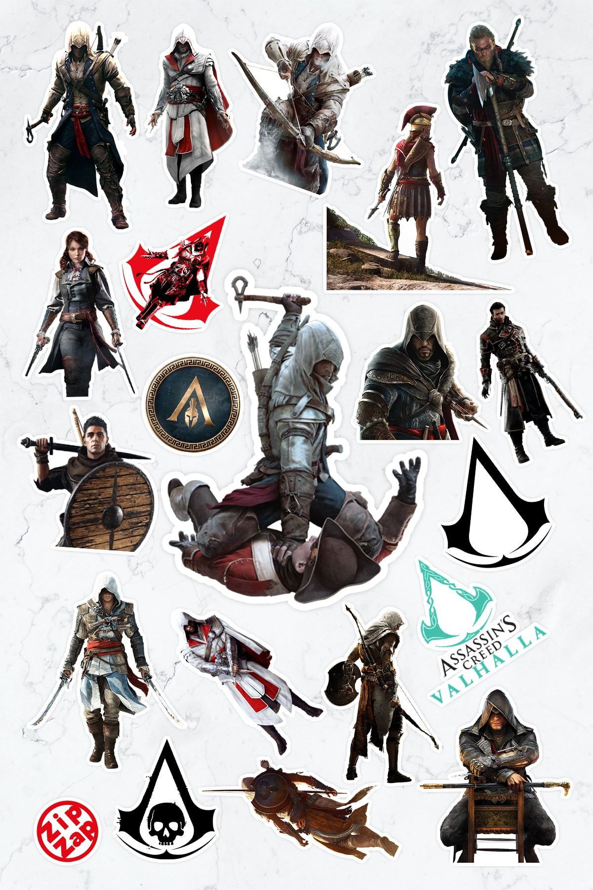 ZipZap Assasin's Creed Sticker Paketi 20 Adet Sticker