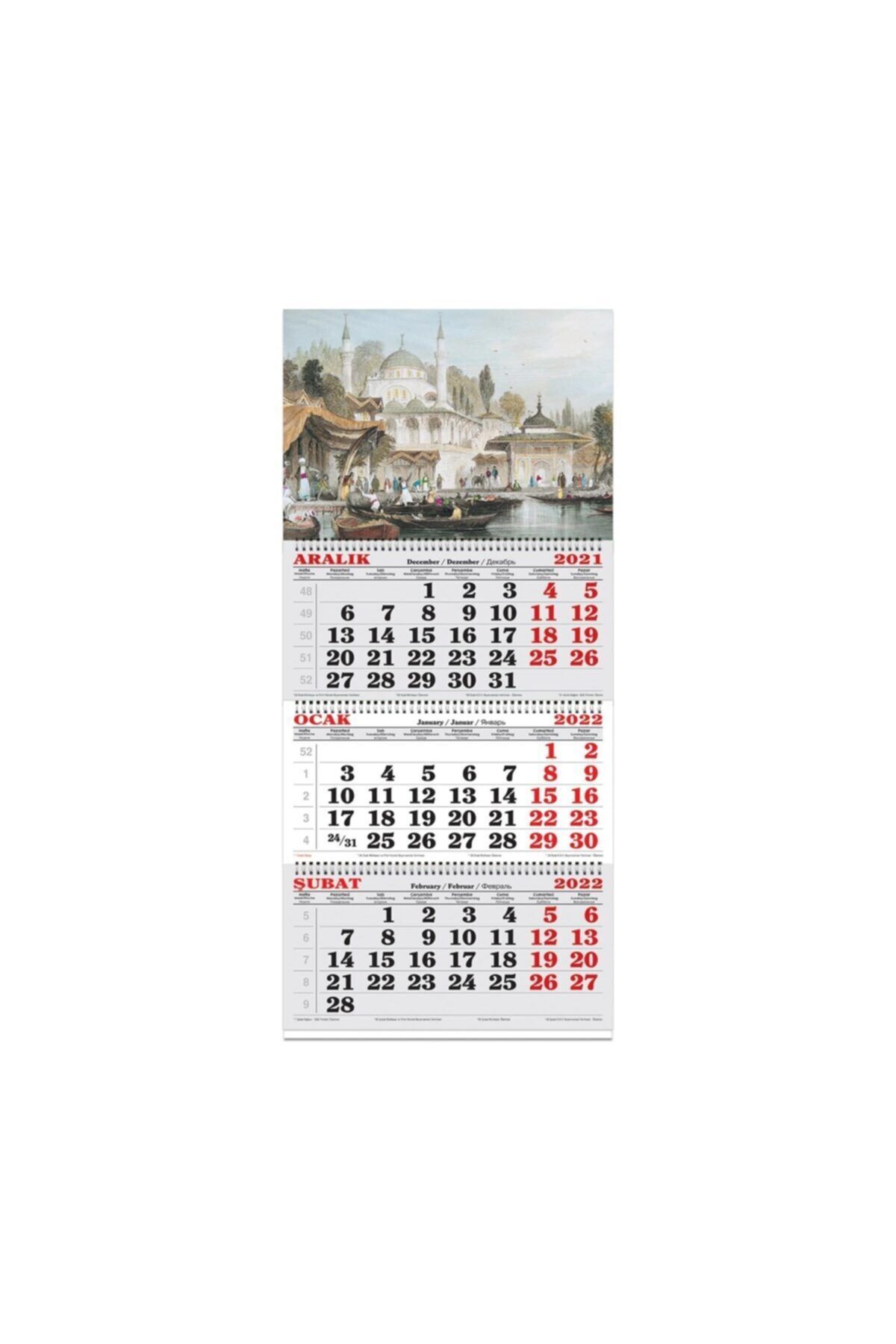 KESKİN COLOR 2022 Yılı 33x86 Cm Spiralli Jumbo Gemici Takvimi 3 Aylık Gravür