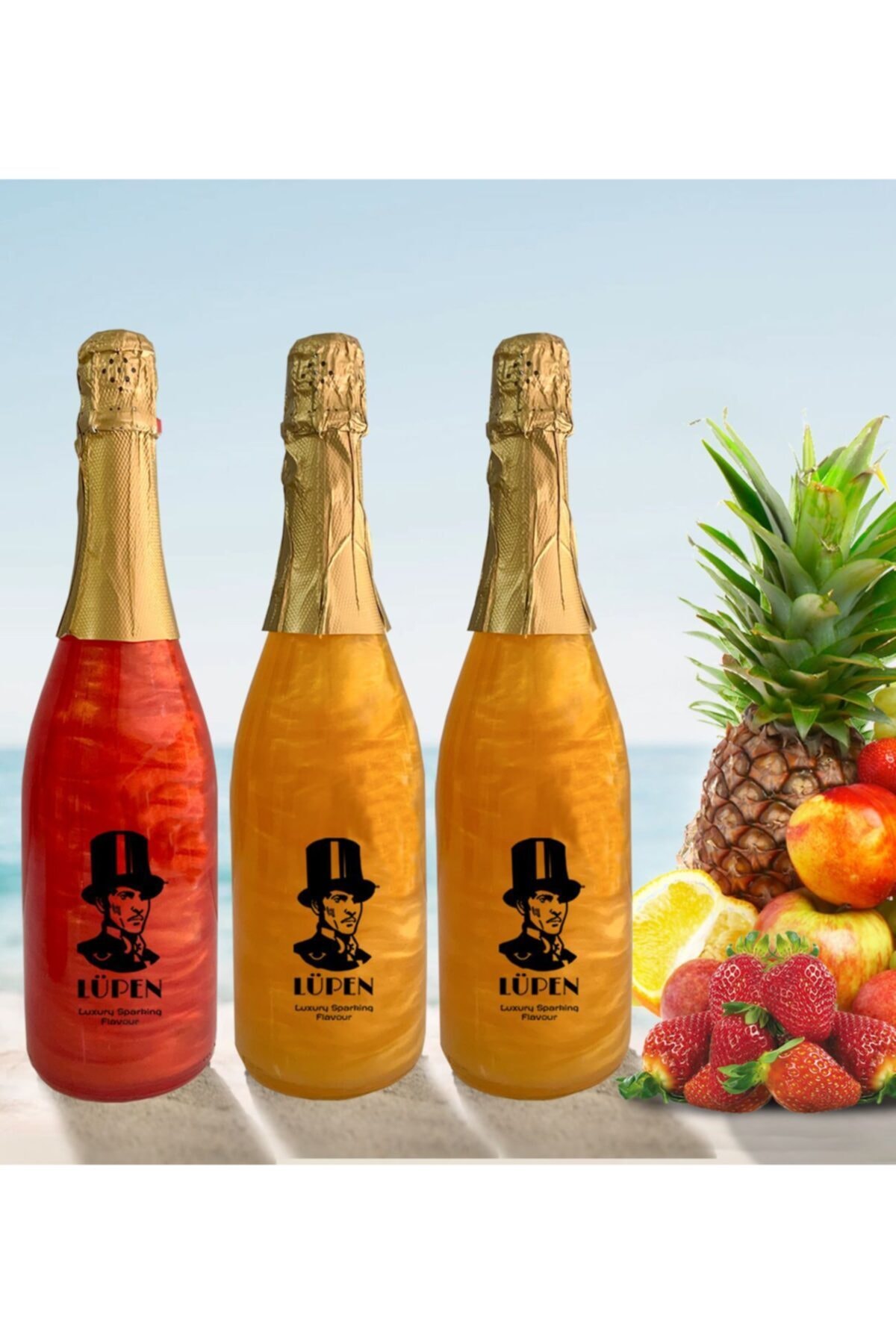 Lüpen Alkolsüz Simli Lux Gazlı İçecek Bir Çilek Iki Tuttu Frutti 750 Ml 3 Adet