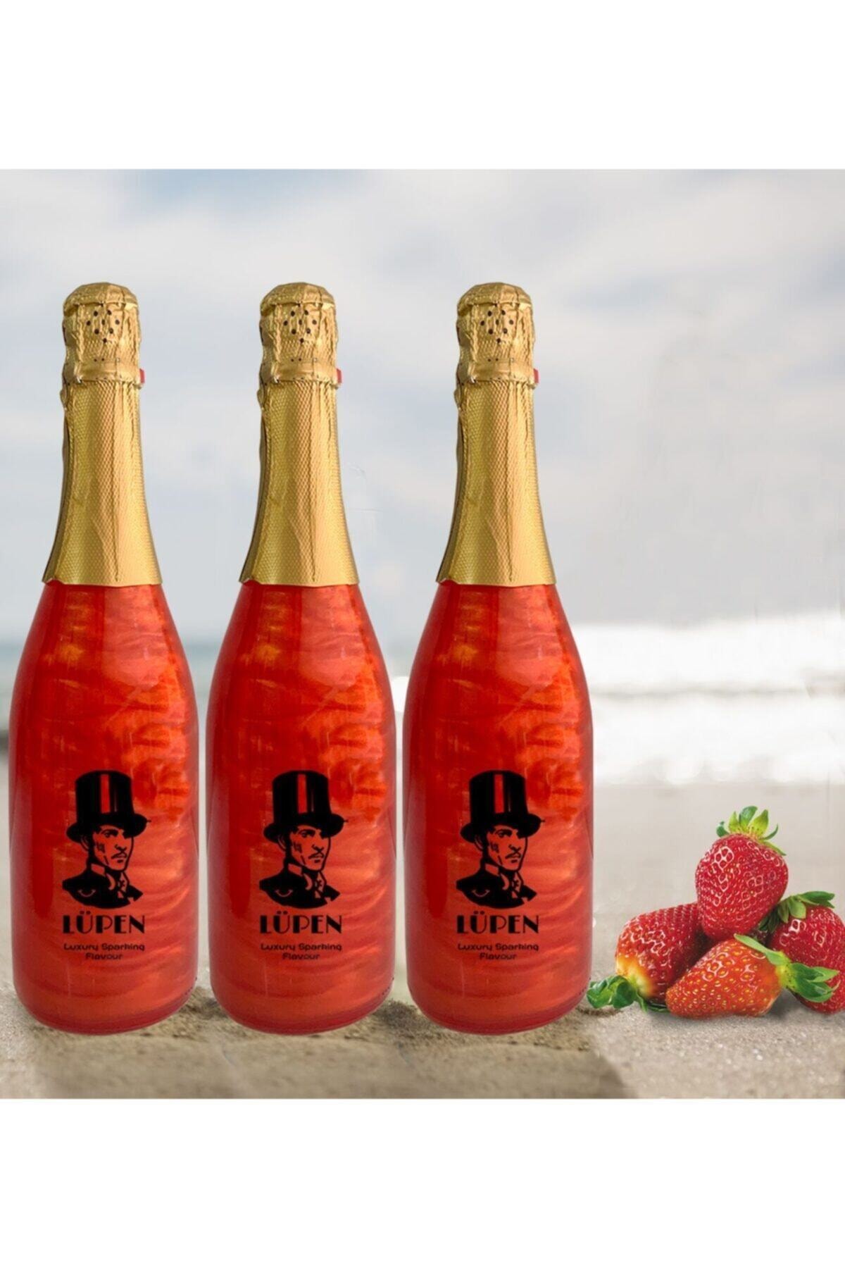 Lüpen Alkolsüz Simli Lux Içecek Çilek Aromalı 750 Ml 3 Adet