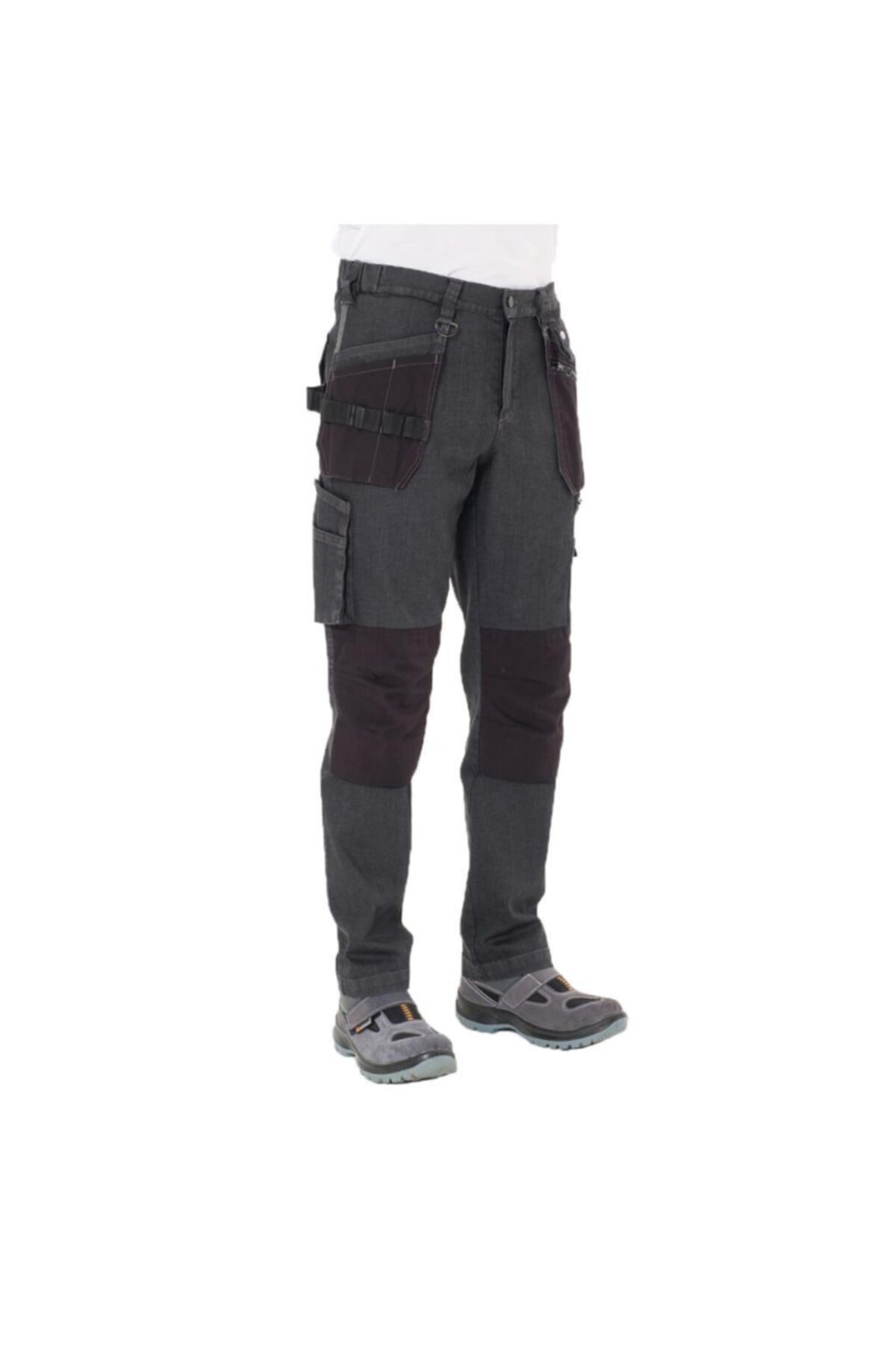 Şensel Çok Cepli Kot Iş Pantolonu, Gri-siyah (54e6037) Esnek
