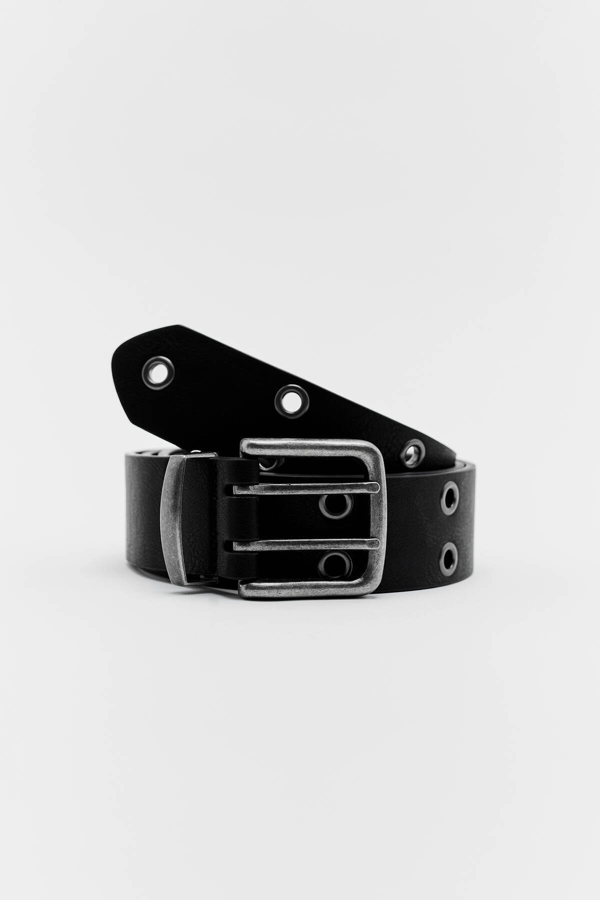 Pull & Bear Mikro Delikli Siyah Kemer