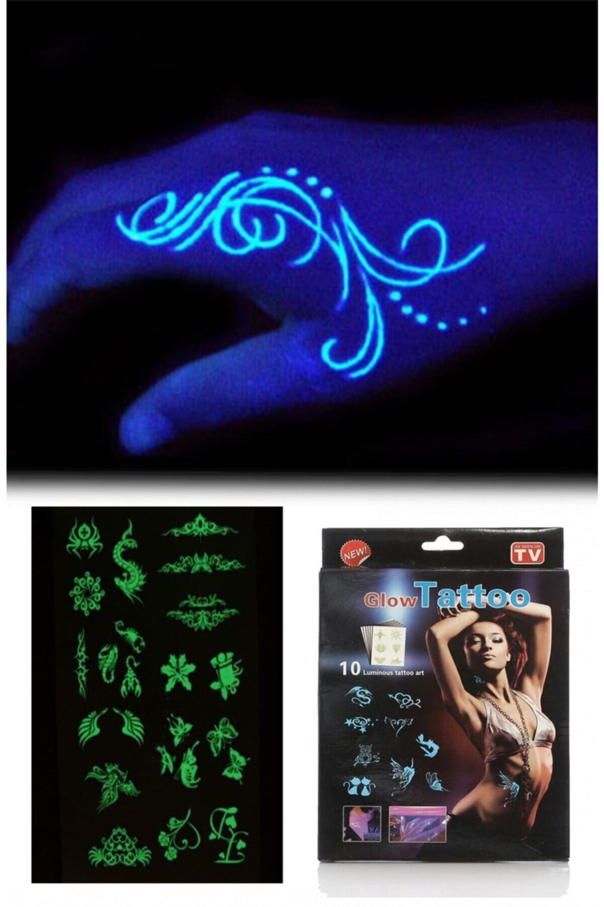 RELIES STORE Kanserojen Madde Içermeyen Geçici Fosforlu Dövme Sticker Seti