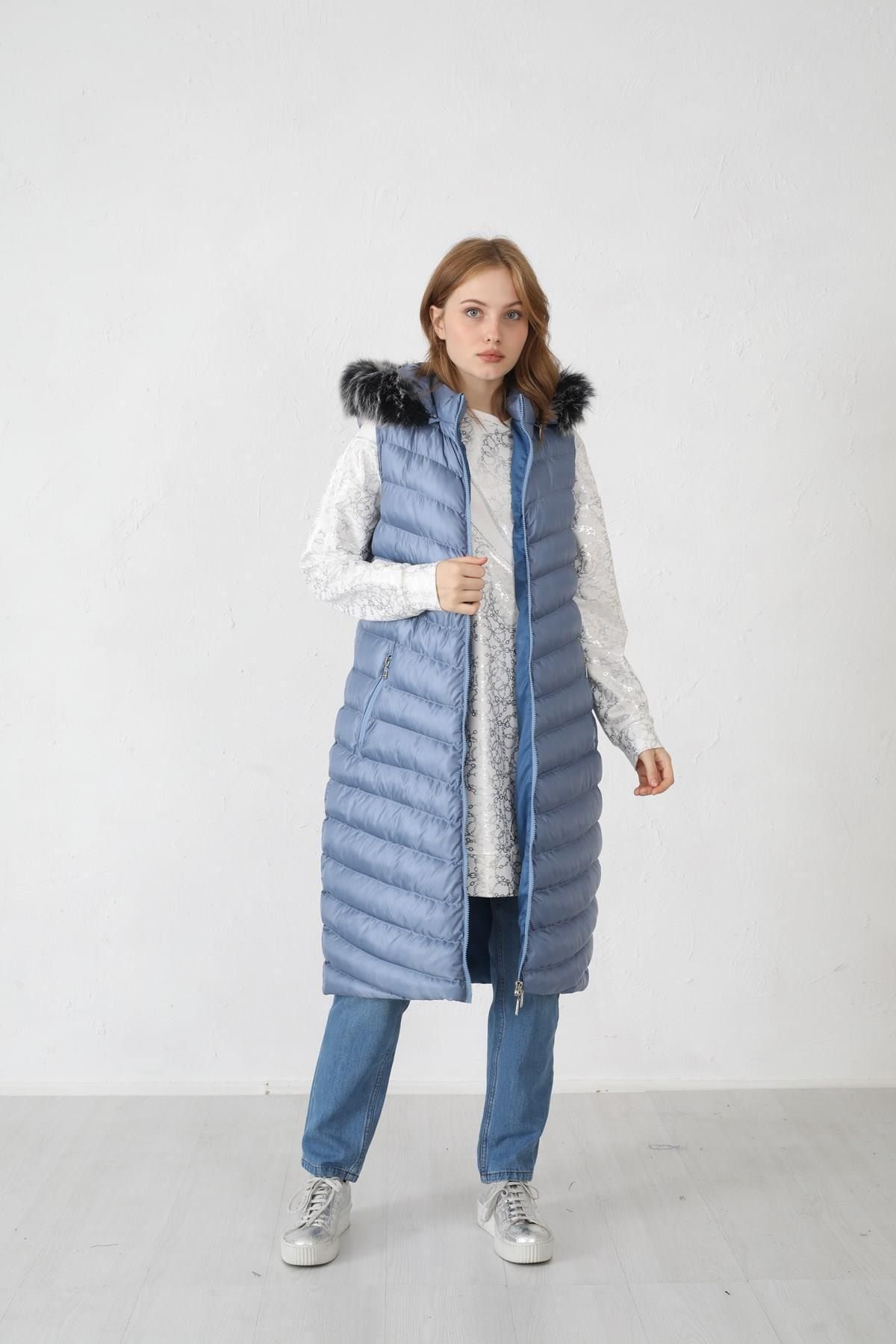 Moodbasic Cepli Kapitone Yelek Indigo
