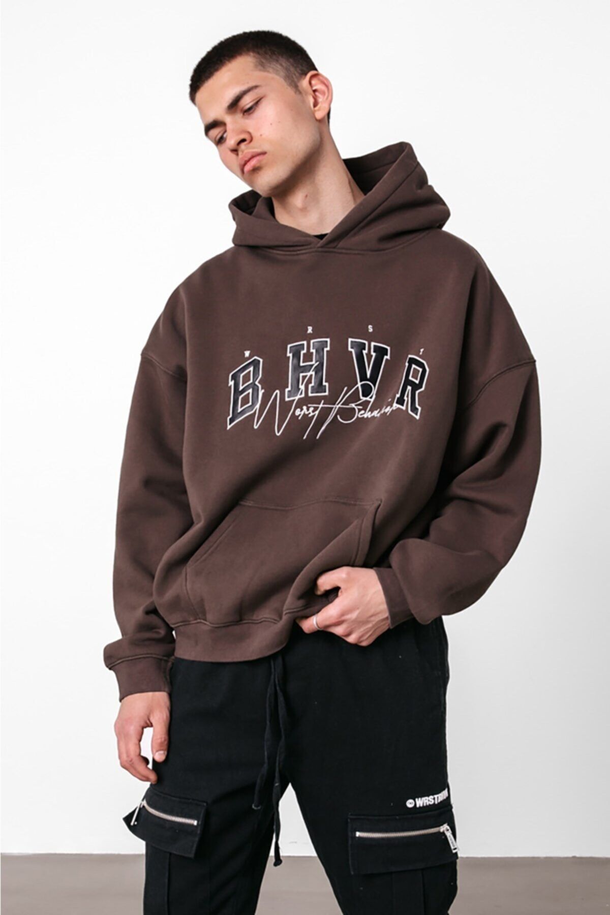 Madmext Kahverengi Oversize Erkek Sweatshirt 5344