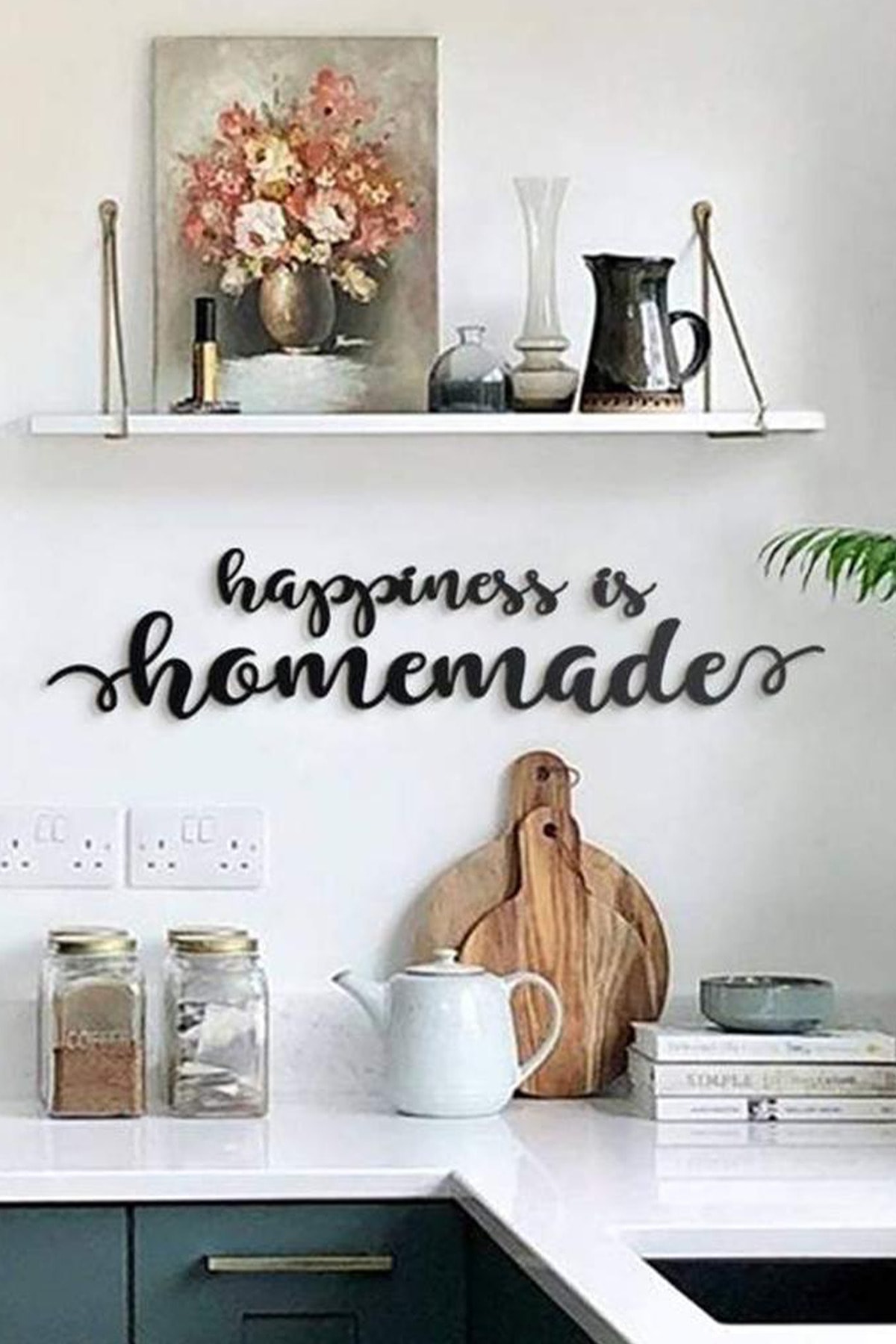 NT Handmade Siyah Happiness Is Homemade Ahşap Duvar Yazısı