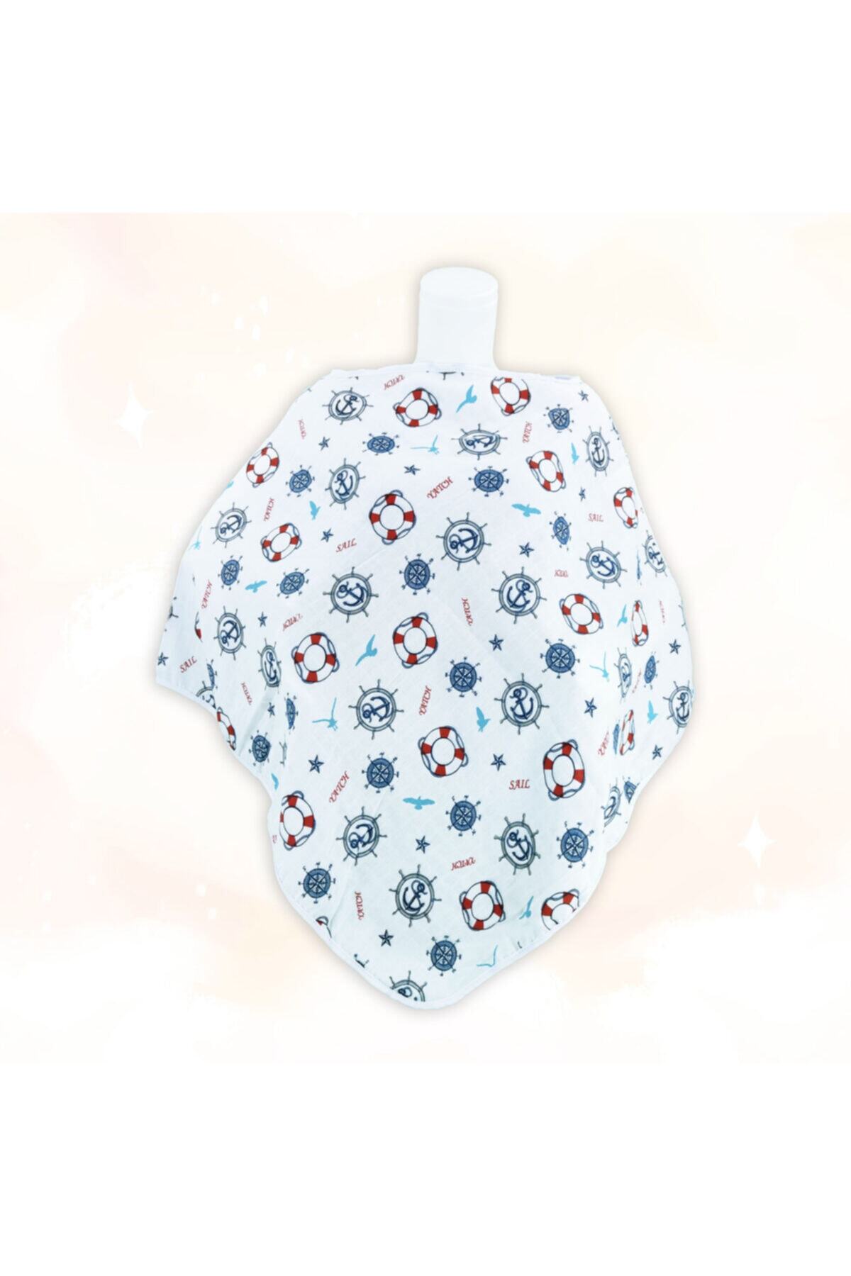 Ponçikya Organik Pamuk Müslin Panço Emzirme Örtüsü / Önlüğü - Harika Marine