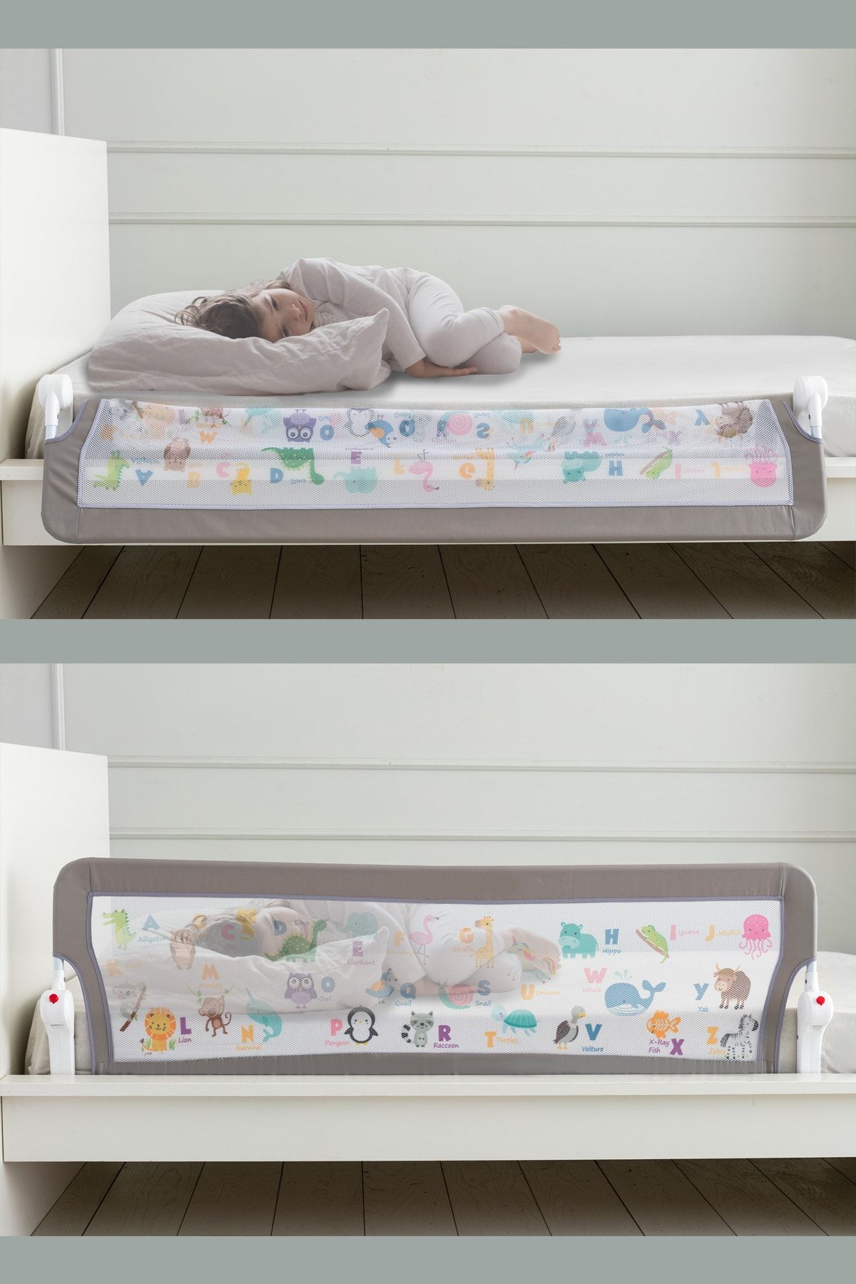 elfobaby Katlanabilir Orta Boy 120cm Gri Yatak Bariyeri