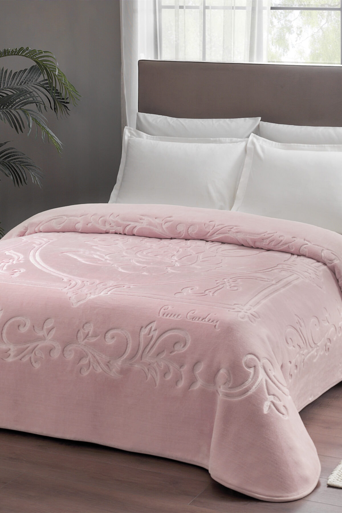 Pierre Cardin Emboss Battaniye Çift Kişilik Pudra