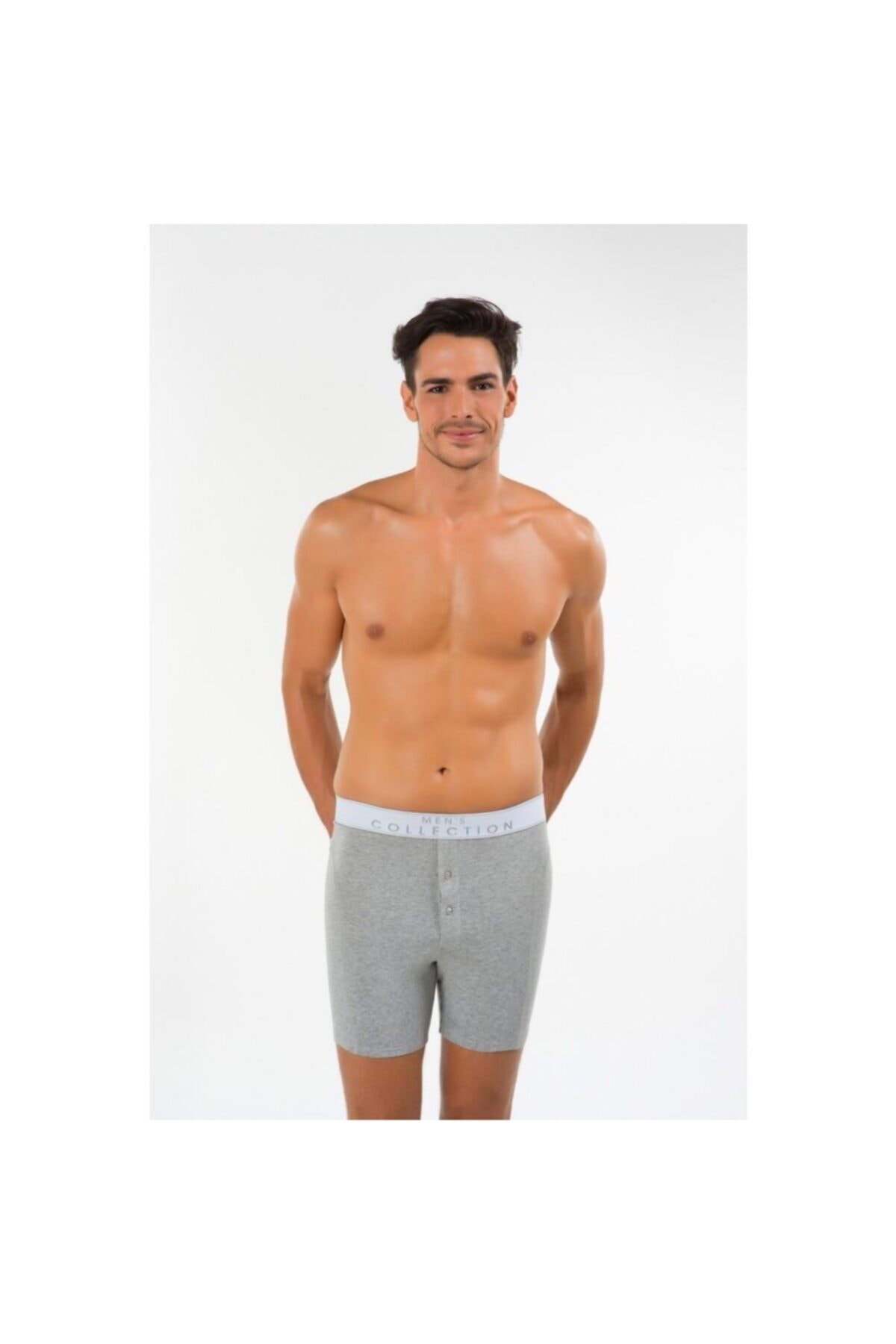 Kom Long Çift Düğmeli Uzun Erkek Boxer Gri