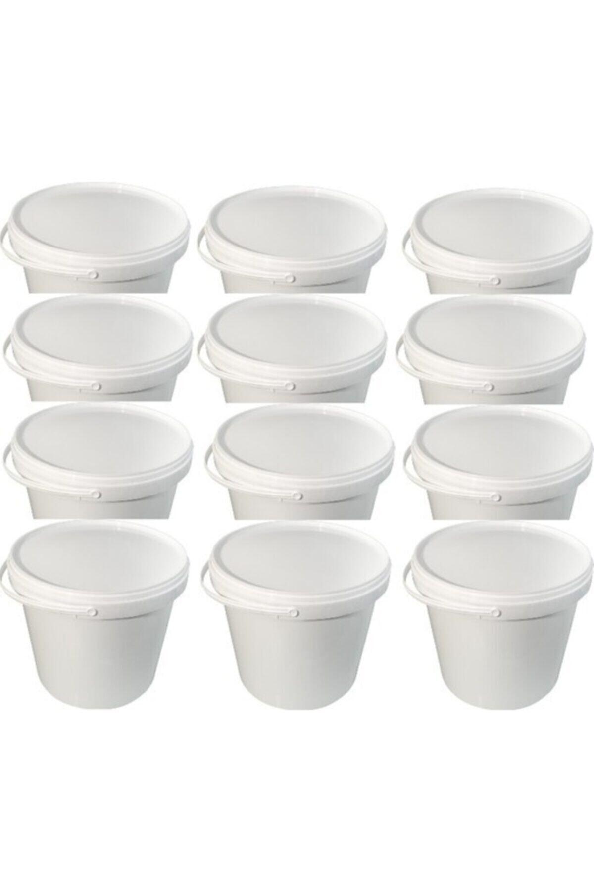 SCRATCH ANET Kapaklı Kova Hava Sızdırmaz Boya Gıda Yoğurt Kovası 1 lt 12 Adet