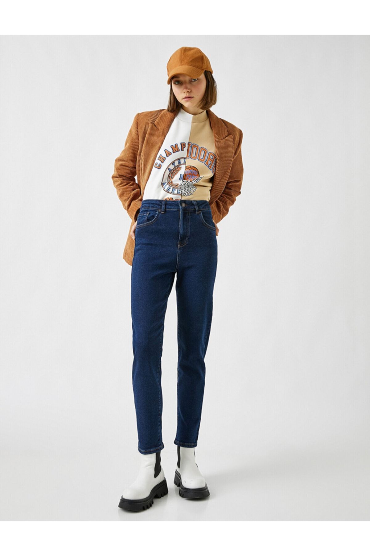 Koton Yüksek Bel Kot Pantolon - Mom Slim Jean