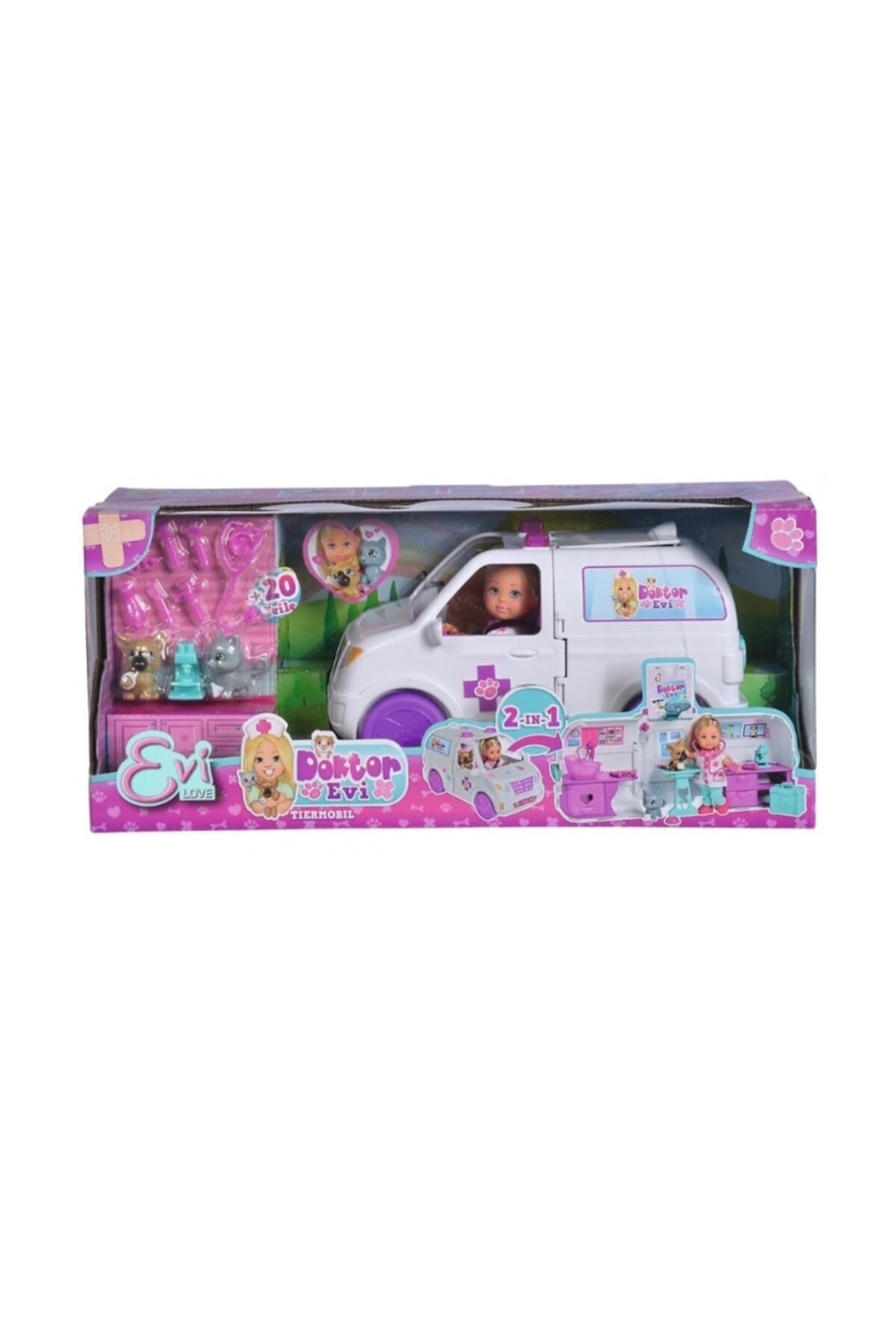 MGS OYUNCAK 105733488 Evi Love, Doctor Evi Mobil Veteriner - 2in1 Vet Mobile