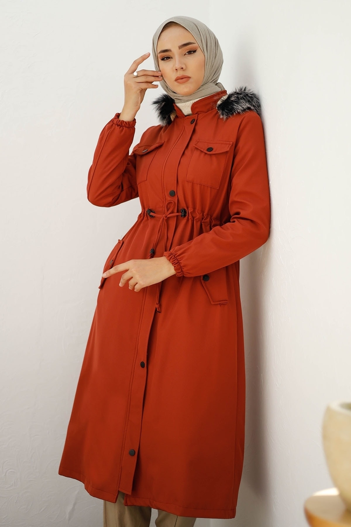 InStyle Cebi Kapaklı Içi Polar 0880 Kaban - Bordo